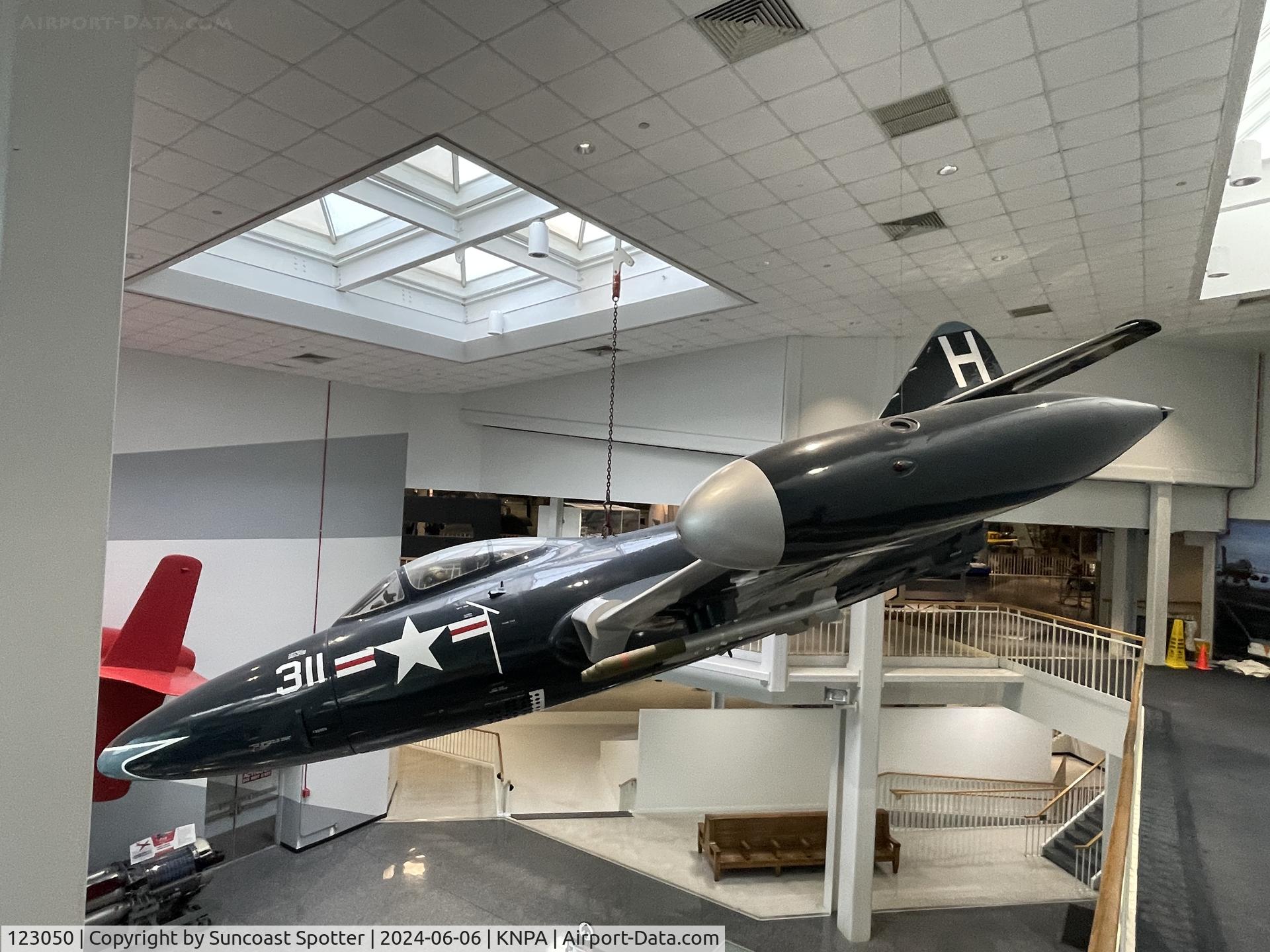 123050, Grumman F9F-2 Panther C/N K-65, An US Navy F9F-2 Panther from the Fighter Squadron 151 on USS Boxer sits on display at the National Naval Aviation Museum