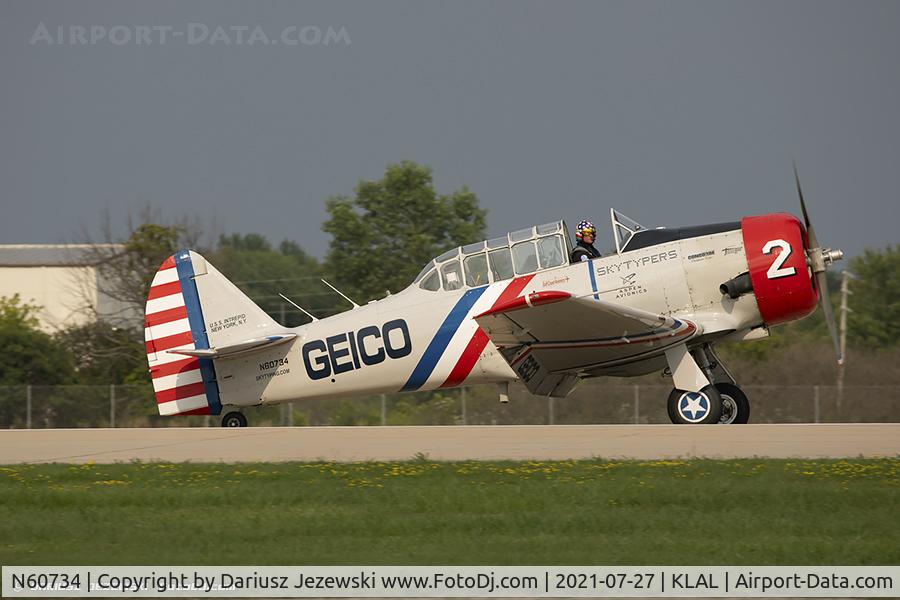 N60734, 1940 North American SNJ-2 Texan C/N 2032, North American SNJ-2 Texan  C/N 2032 - Geico Skytypers, N60734