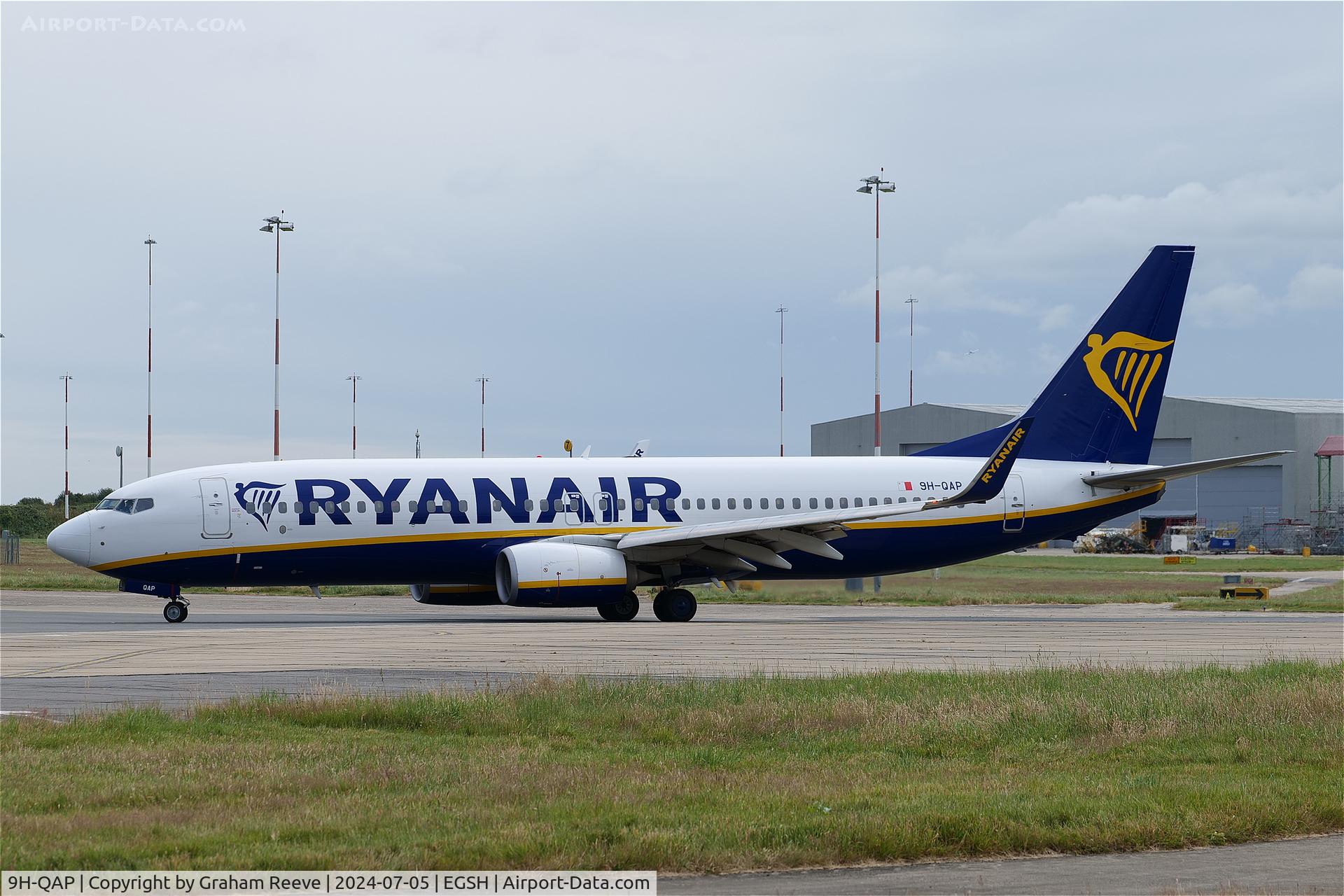 9H-QAP, 2014 Boeing 737-8AS C/N 44689, Departing from Norwich.