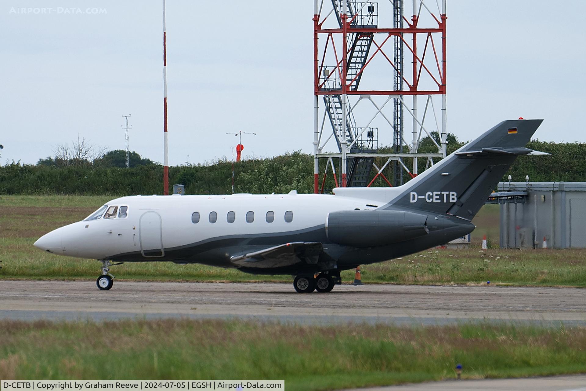 D-CETB, 2008 Hawker Beechcraft 125-750 C/N 0HB-17, Just landed at Norwich.