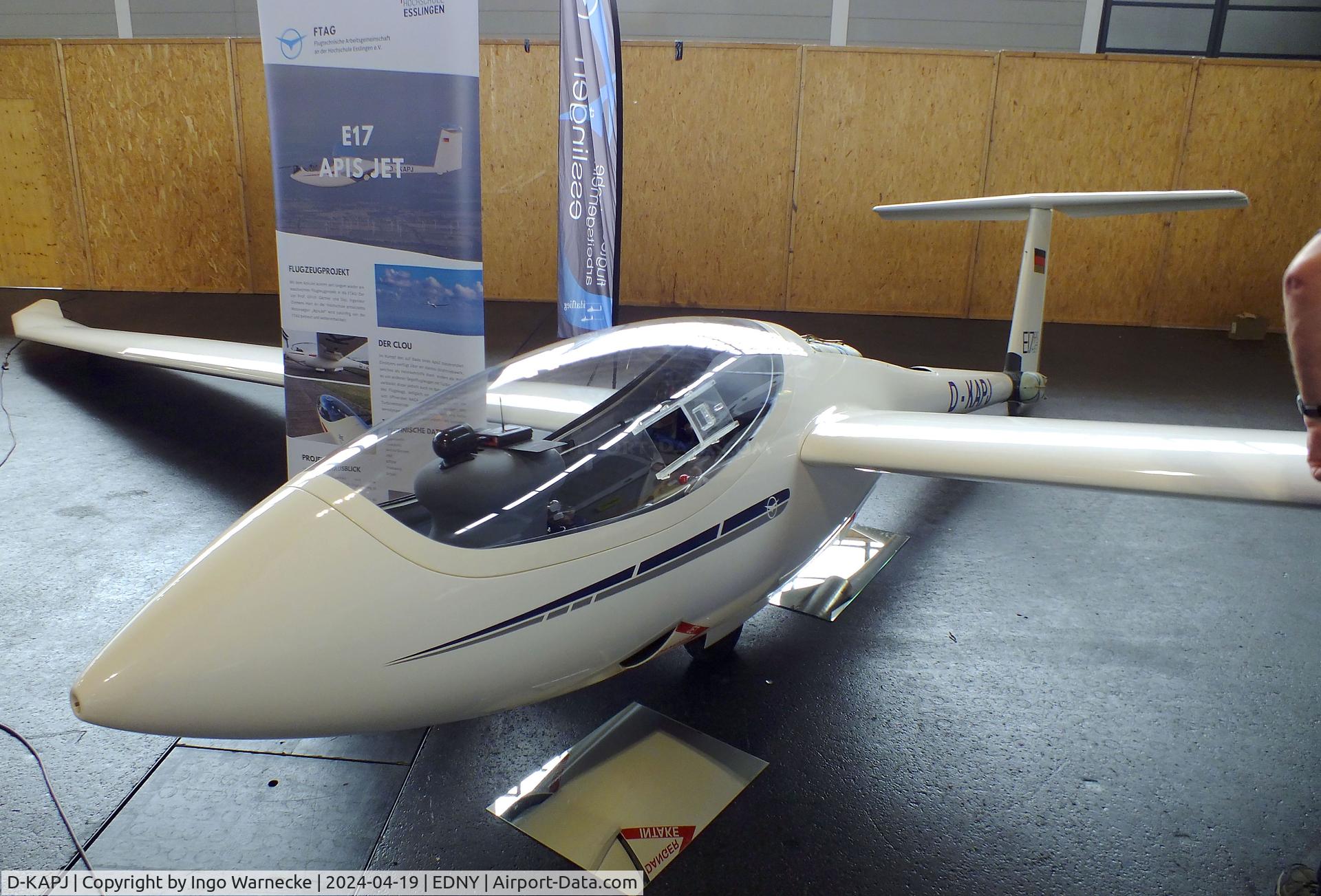 D-KAPJ, FTAG Esslingen E17 ApisJet C/N 01, FTAG (Flugtechnische Arbeitsgemeinschaft) Esslingen E17 ApisJet with turbojet engine in the fuselage with ventral retractable exaust at the AERO 2024, Friedrichshafen
