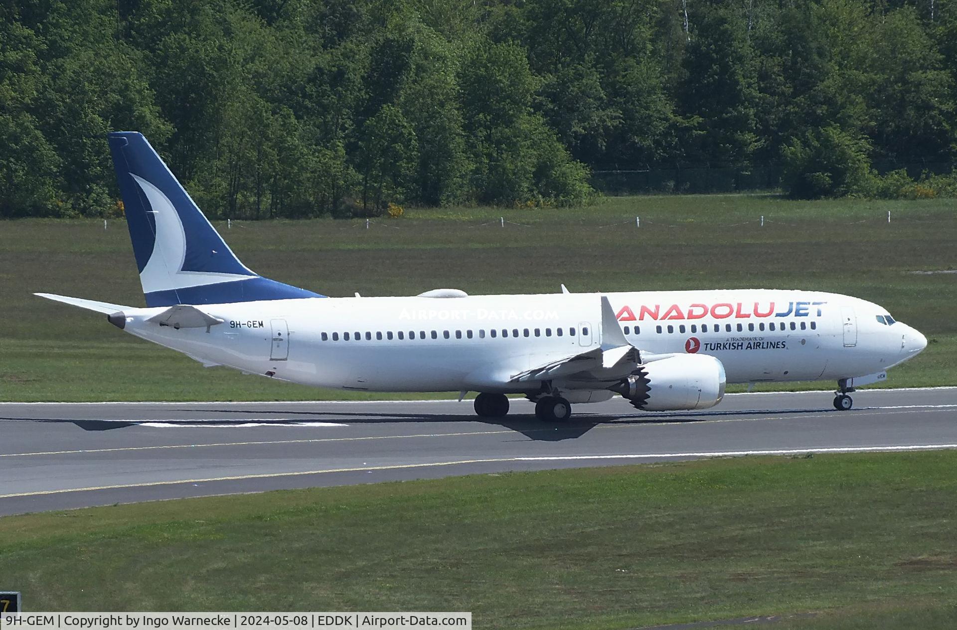 9H-GEM, 2017 Boeing 737-8 MAX C/N 42830, Boeing 737-8 MAX 8 of AnadoluJet at Köln-Bonn (Cologne / Bonn) airport