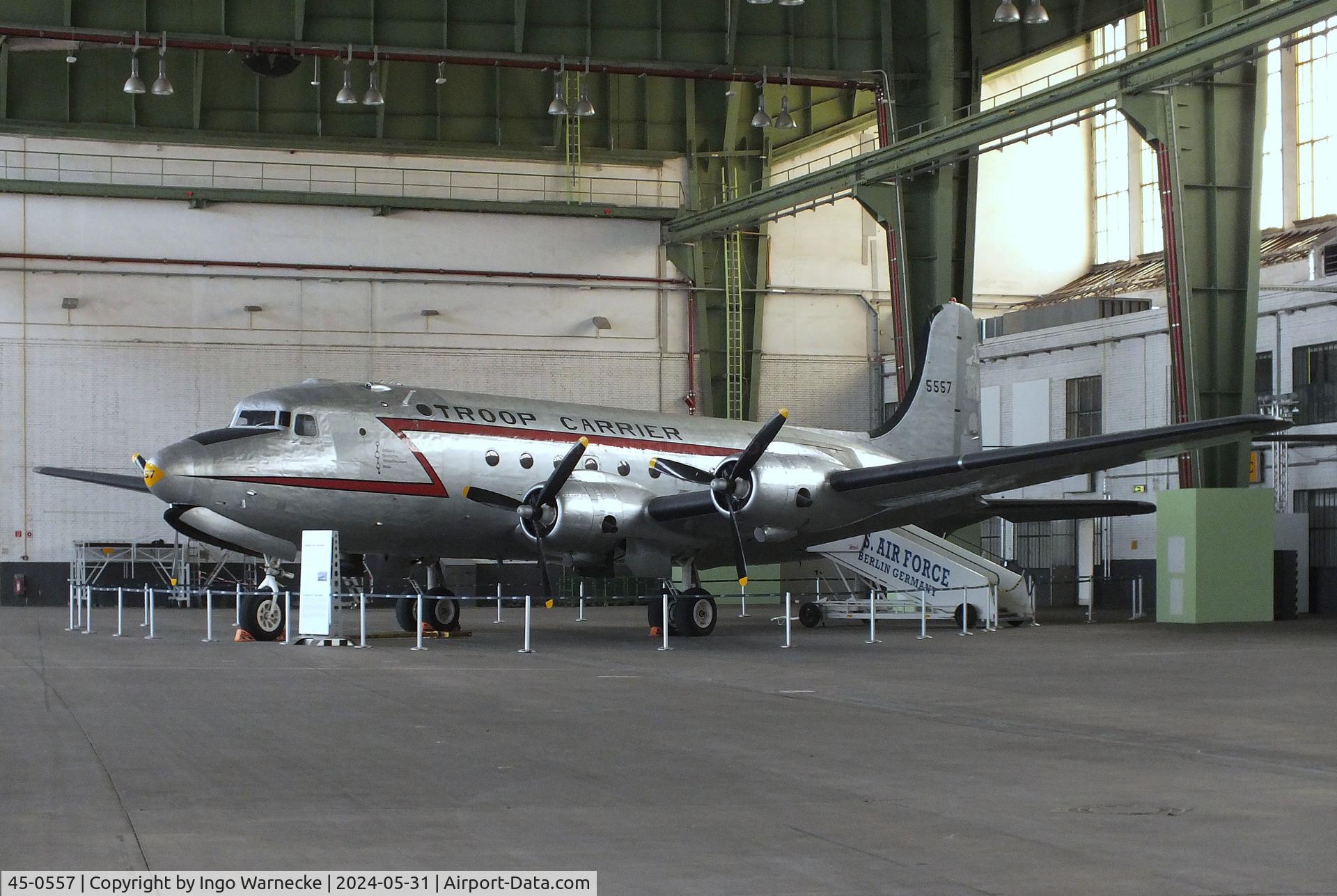 45-0557, 1945 Douglas C-54G-5-DO Skymaster C/N 36010, Douglas C-54G-5-DO Skymaster preserved at Tempelhof airport, hangar 7