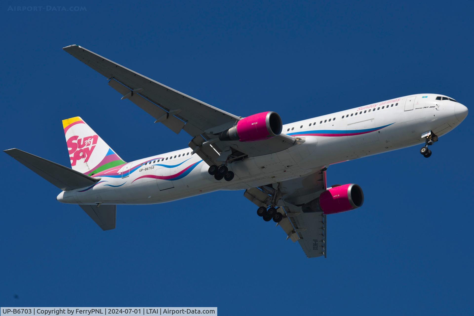 UP-B6703, 2000 Boeing 767-332ER C/N 30597, Sunday Airlines B763 arriving in AYT