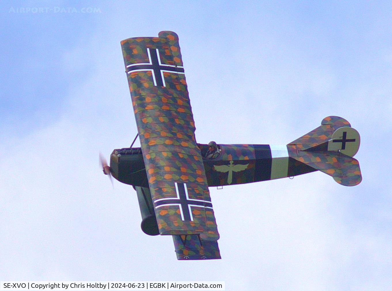 SE-XVO, 2010 Fokker D.VII Replica C/N 10400/18-989, Mikael Carlson 2010 built replica Fokker D.VII performing at Sywell Airshow 2024