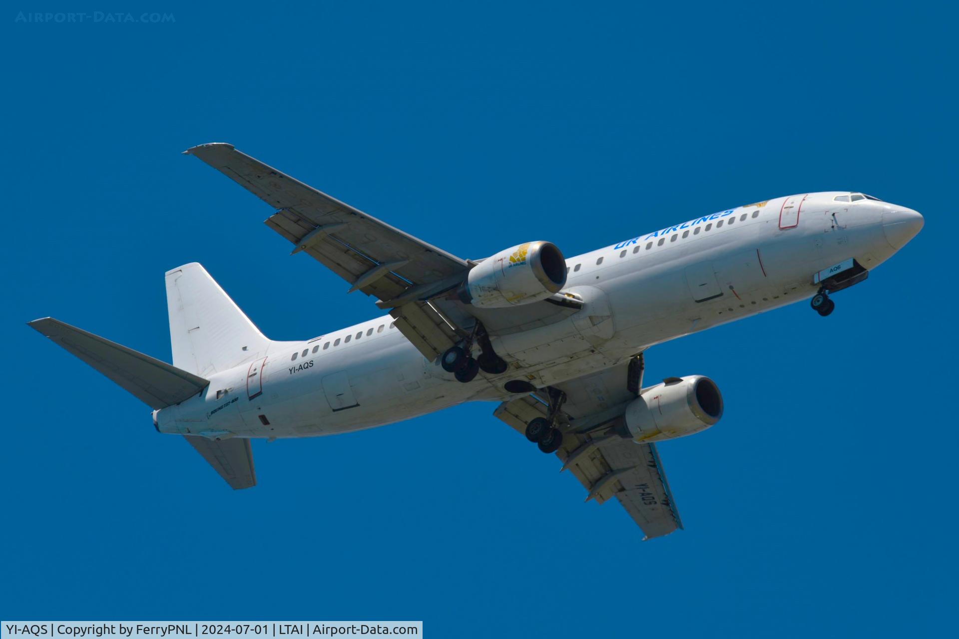 YI-AQS, 1992 Boeing 737-48E C/N 25765, UR Airlines arriving from Baghdad