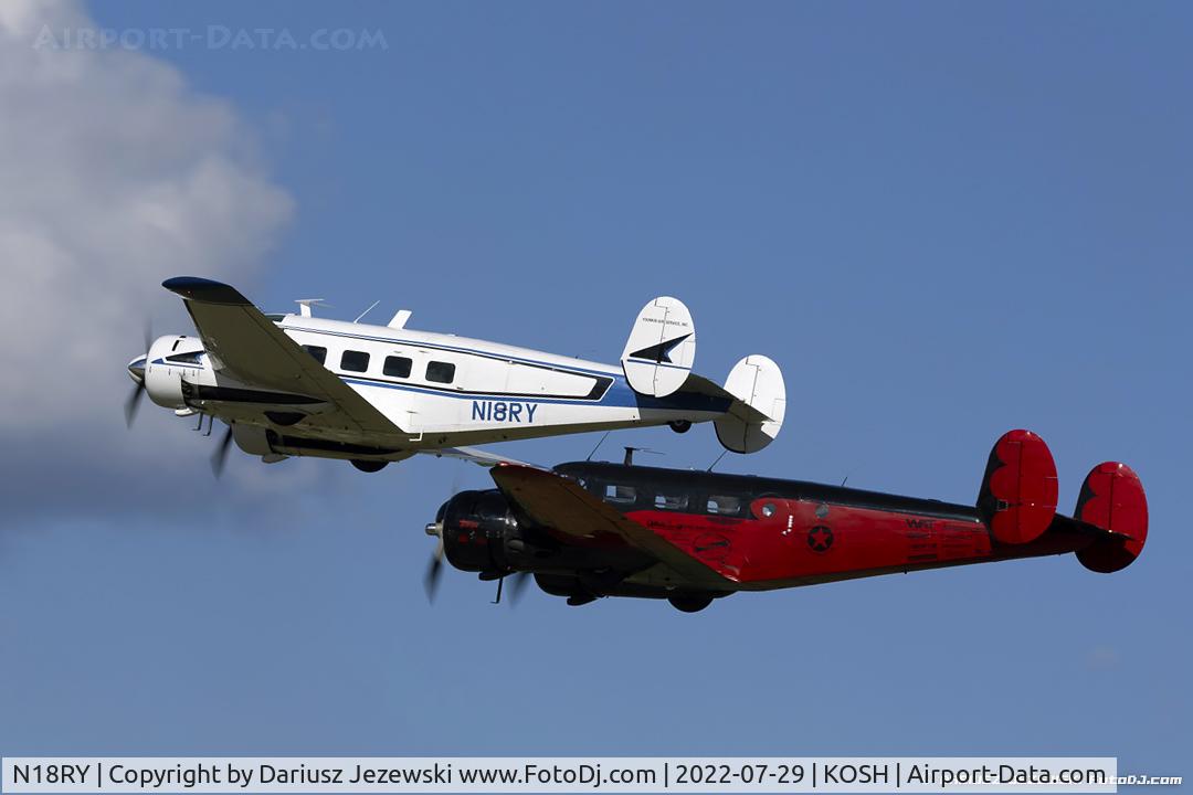 N18RY, 1957 Beech E18S C/N BA-325, Matt Younking with another Beech 18 in formation flying - Beech E18S  C/N BA-325, N18RY