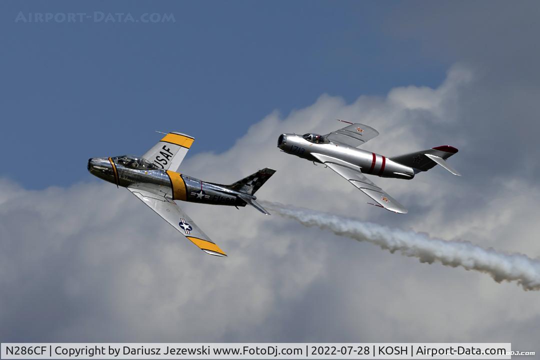 N286CF, 1952 North American F-86F Sabre C/N 191-812, Korean War era F-86 Sabre and MiG-17