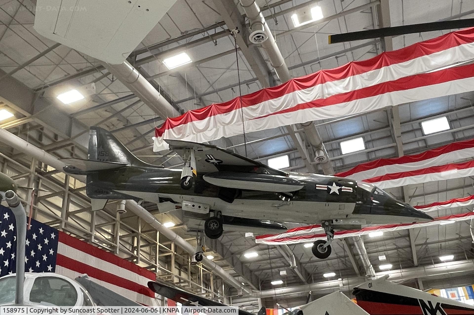 158975, Hawker Siddeley AV-8A Harrier C/N 712136, An US Marine Corps AV-8 Harrier at Marine Attack Squadron 513 at Marine Corps Air Station Yuma on display at the National Naval Aviation Museum