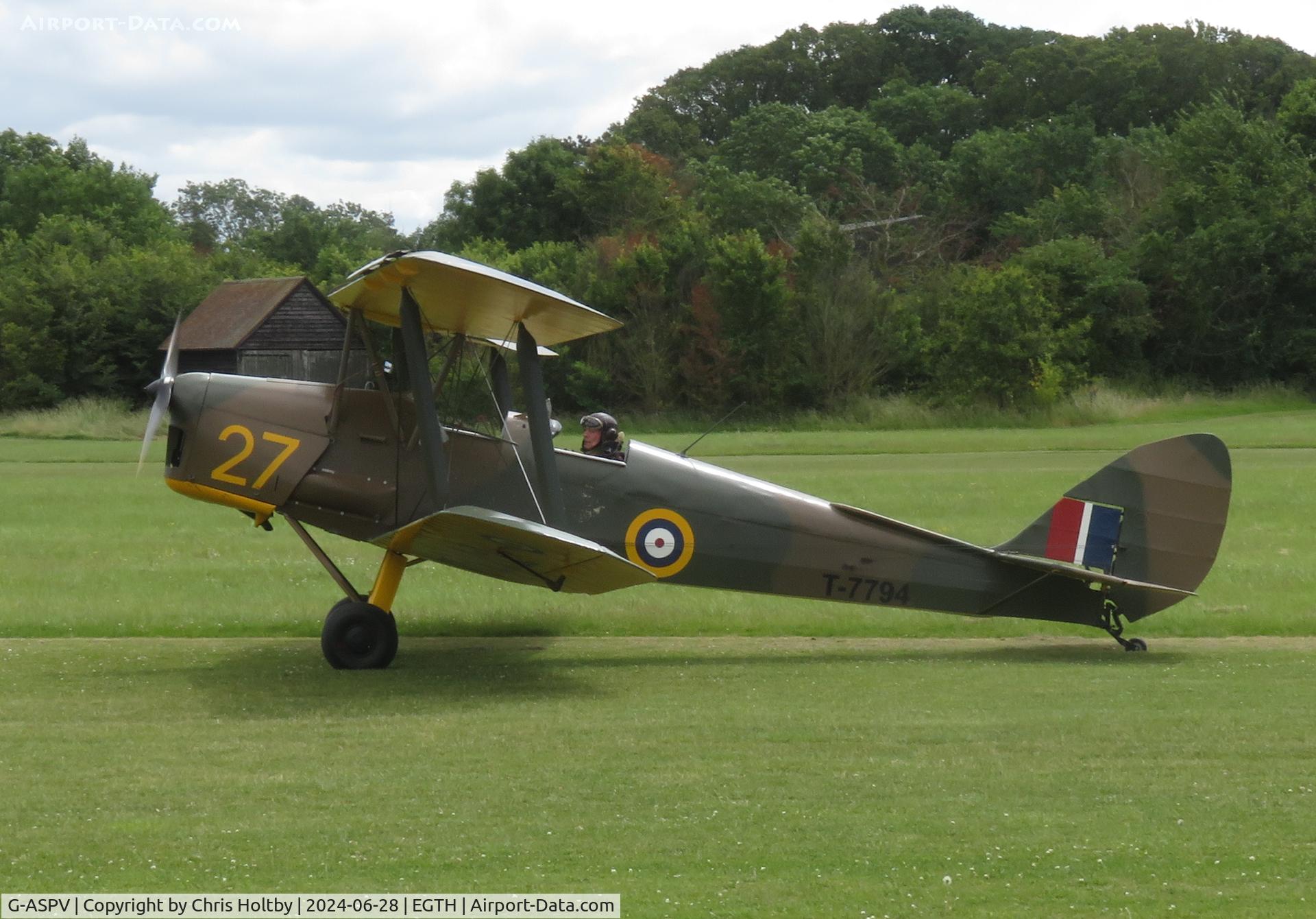 G-ASPV, 1941 De Havilland DH-82A Tiger Moth II C/N 84167, Just landed at Old Warden for the Festival of Flight Airshow 2024