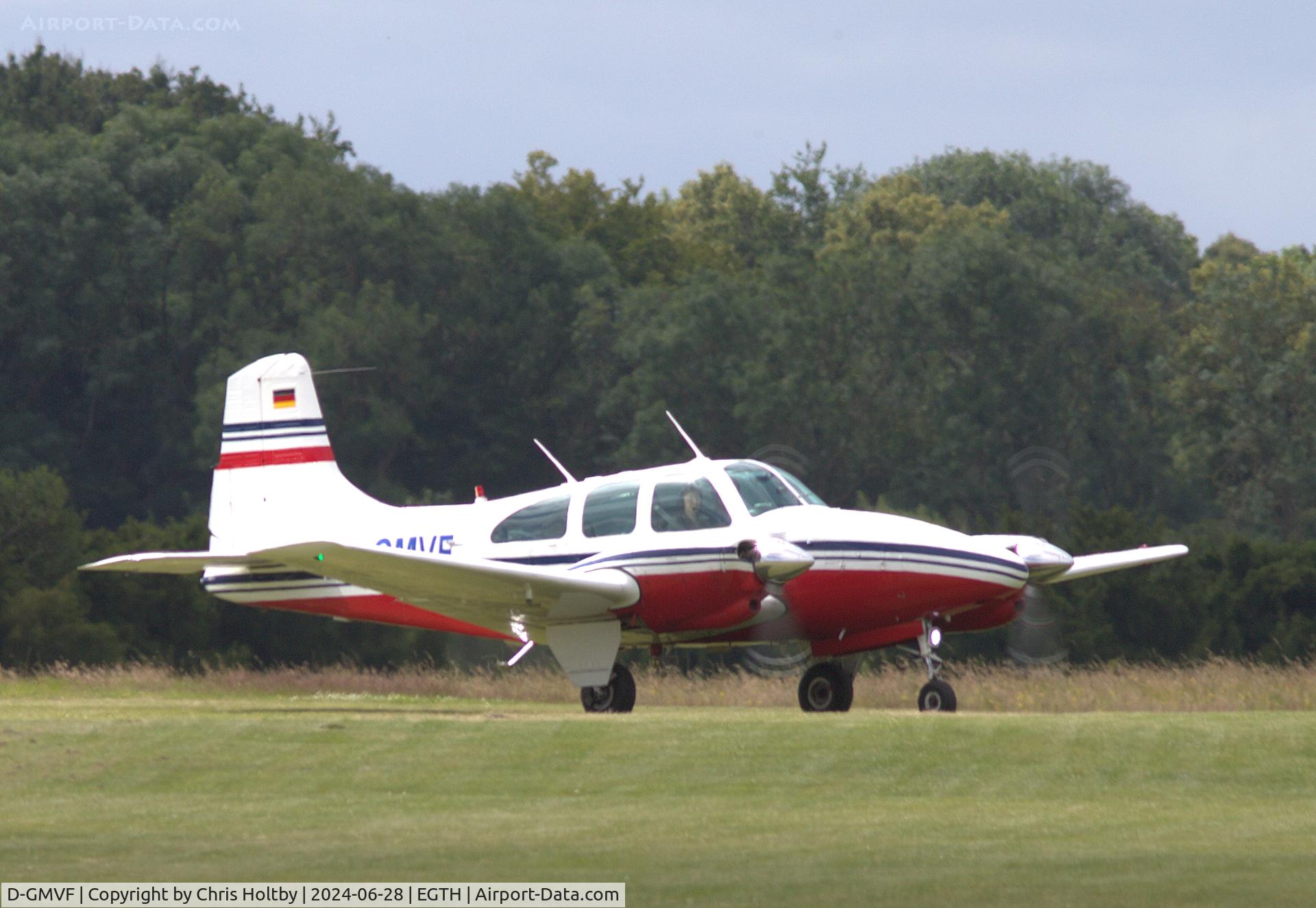 D-GMVF, 1964 Beech D95A Travel Air C/N TD-584, Just landed at Old Warden Airfield