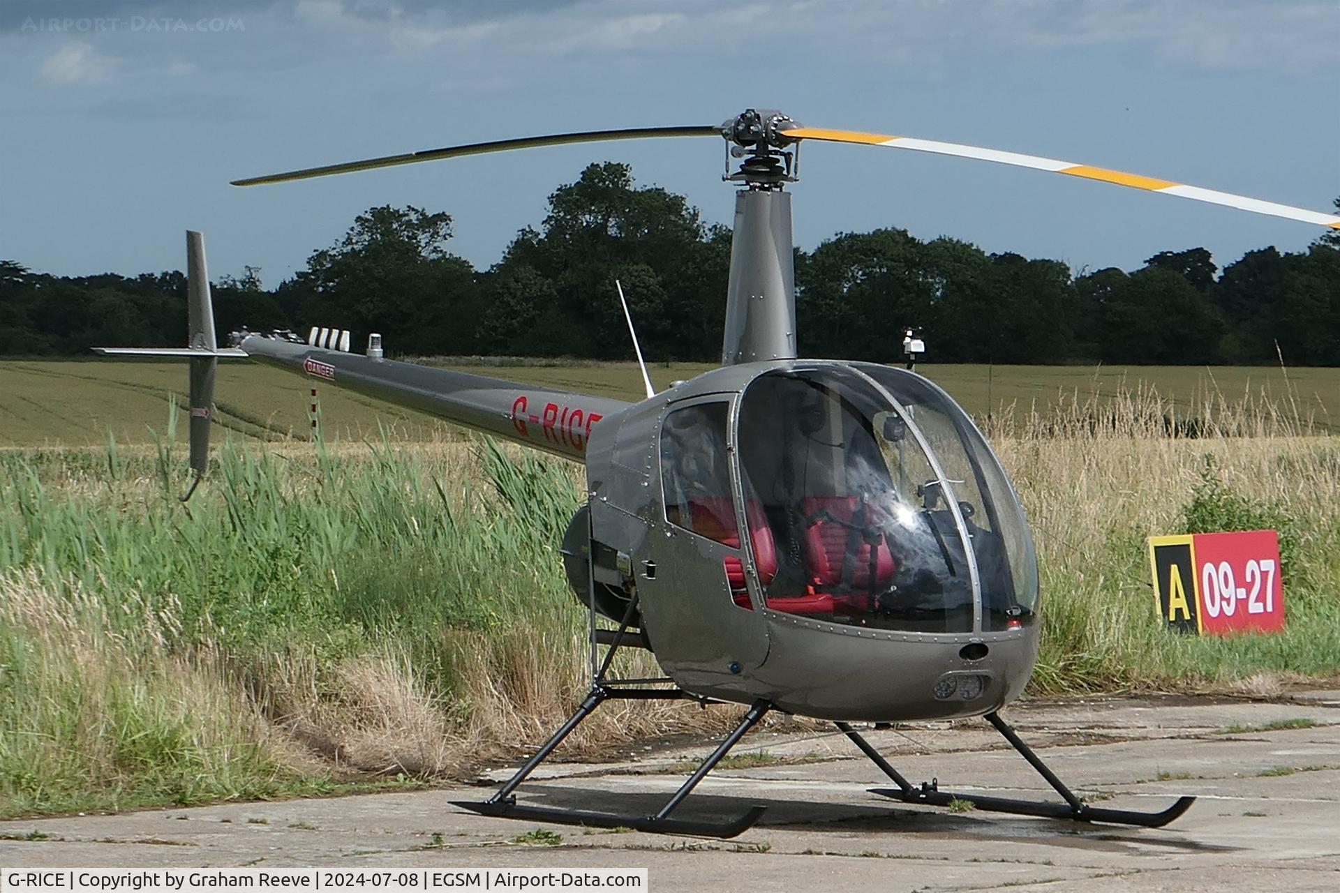 G-RICE, 1995 Robinson R22 Beta C/N 2509, Parked at Beccles.