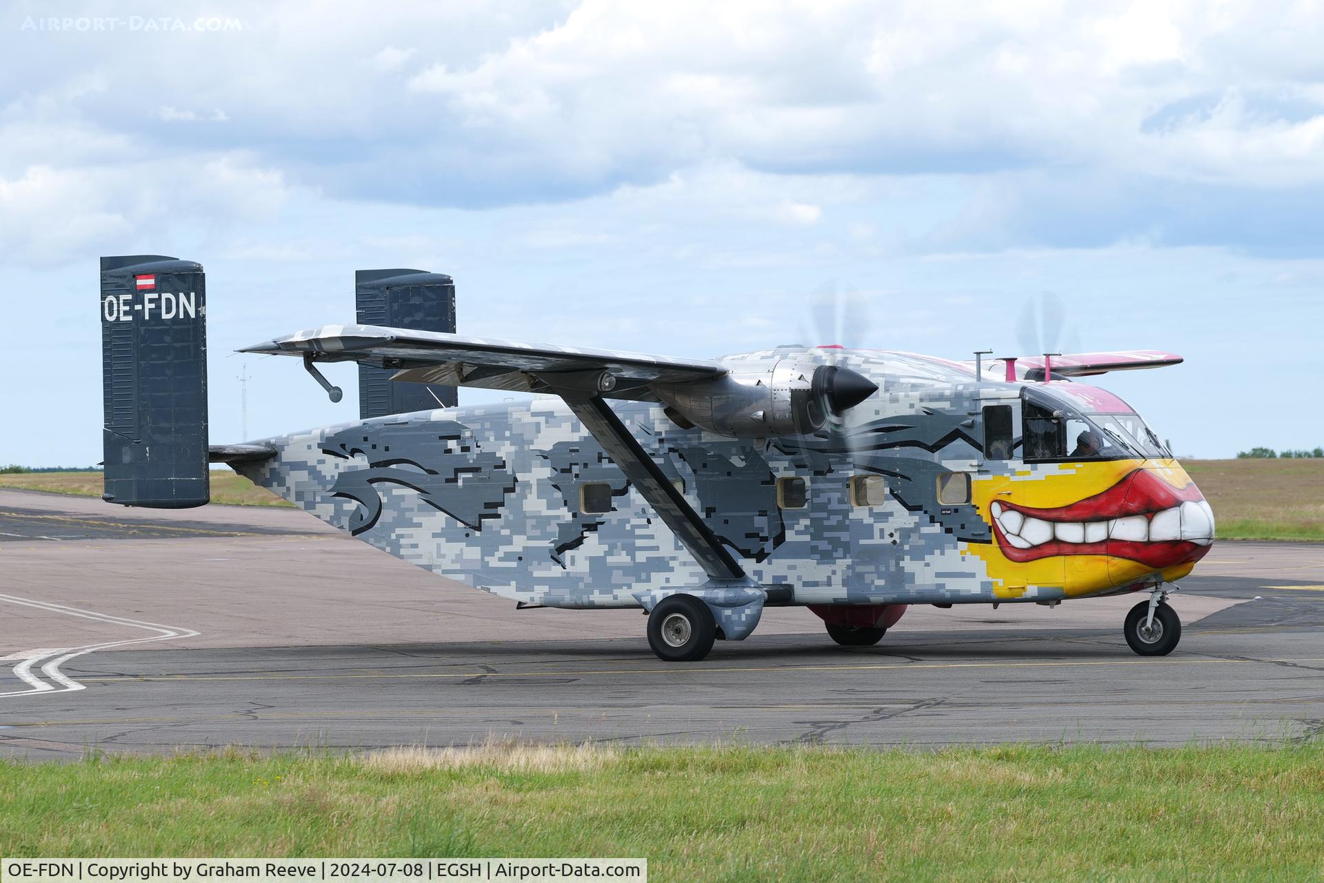 OE-FDN, 1979 Short SC-7 Skyvan 3M-400 C/N SH.1964, Departing from Norwich.