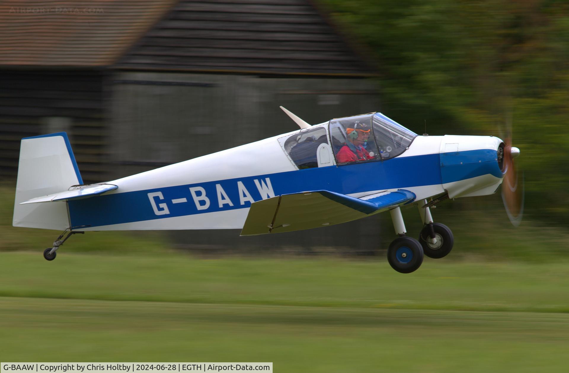 G-BAAW, 1956 Jodel D-119 C/N 366, Taking off from Old Warden, Bedfordshire