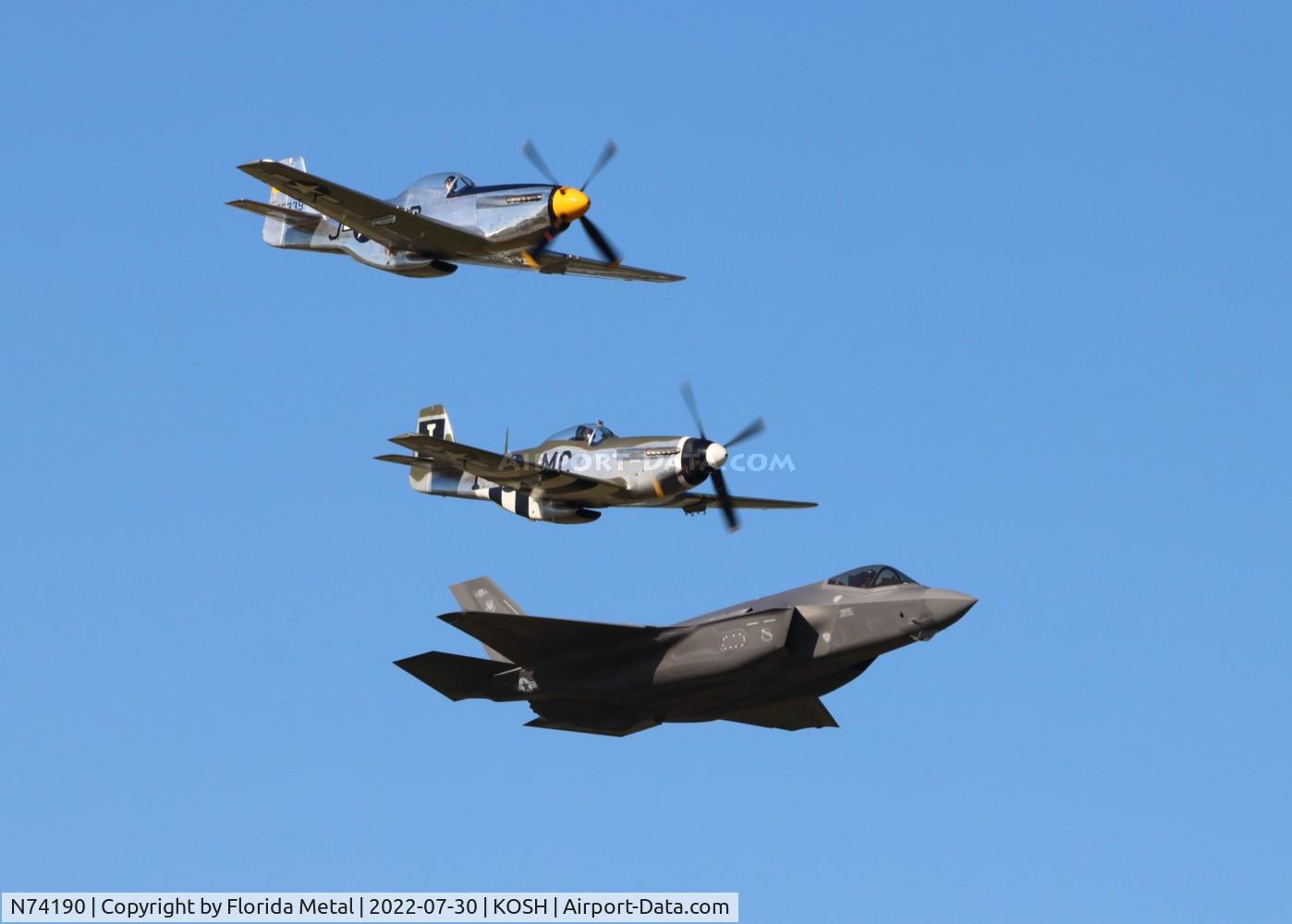 N74190, 1944 North American F-51D Mustang C/N 44-75452, 3 ship heritage flight zx