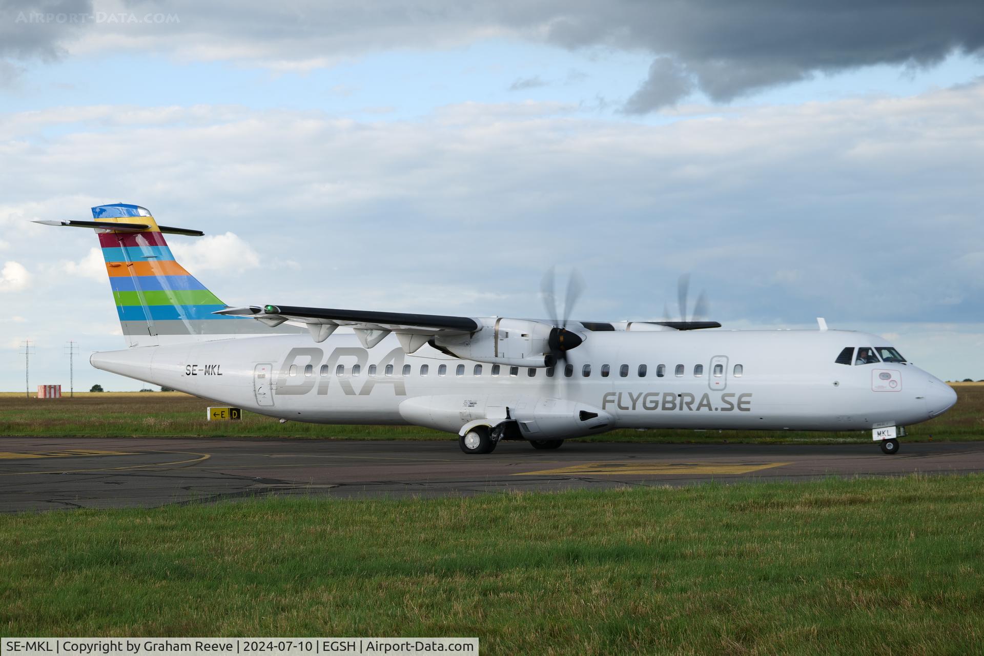 SE-MKL, 2019 ATR 72-600 C/N 1574, Just landed at Norwich.