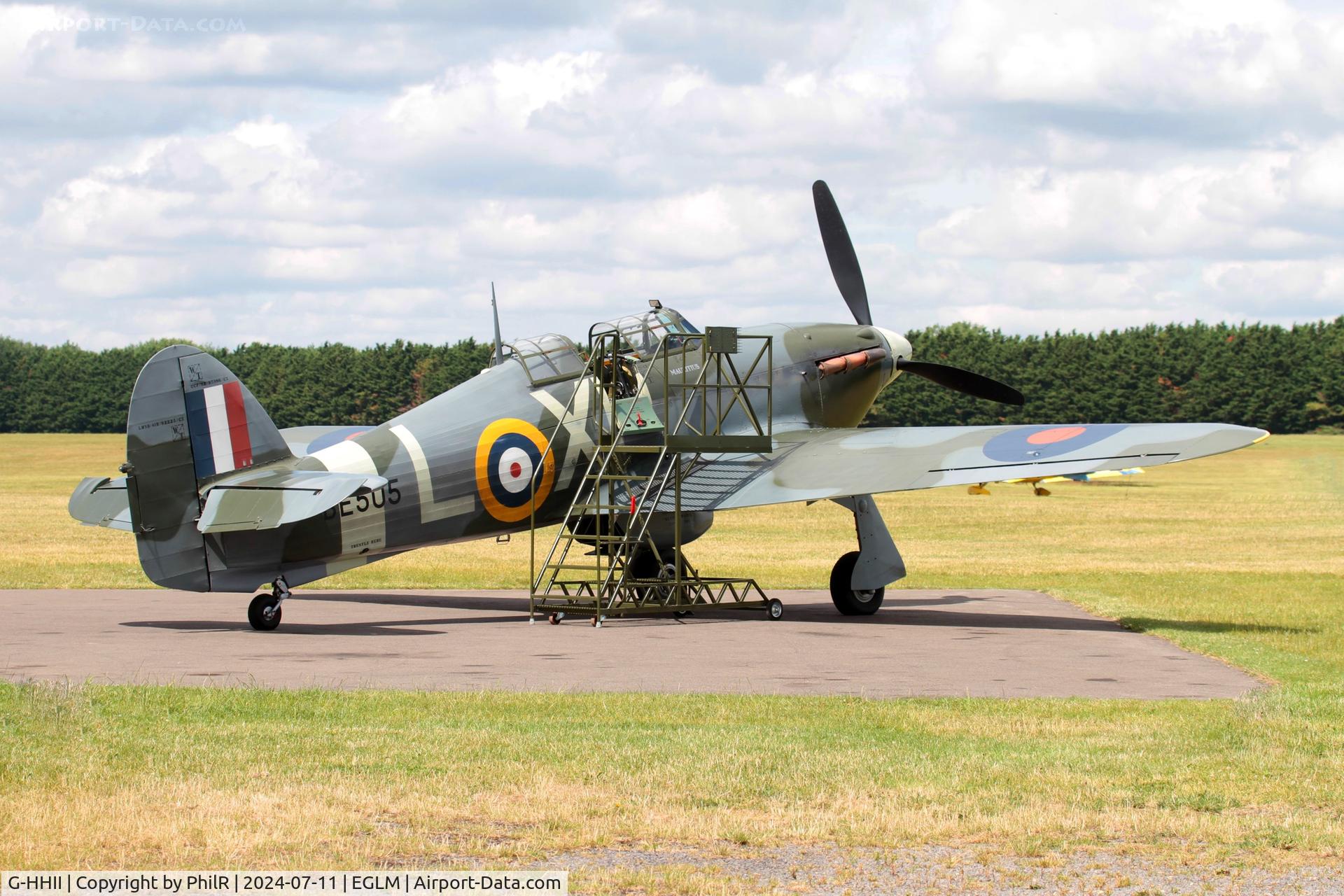 G-HHII, 1940 Hawker (CCF) Hurricane Mk2B C/N CCF/R20023, G-HHII 'BE505' 1940 Hawker Hurricane llB White Waltham 11.07.24 (2)