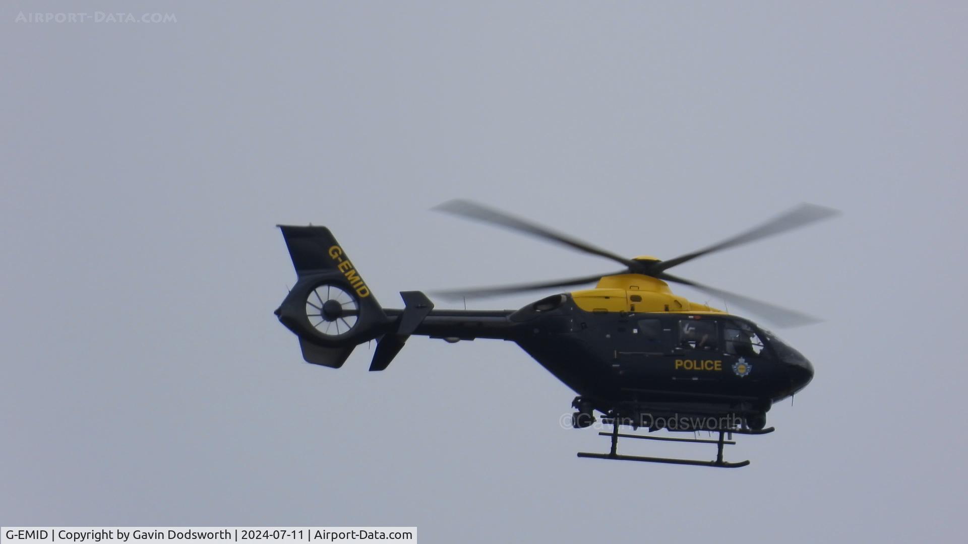G-EMID, 2006 Eurocopter EC-135P-2+ C/N 0524, Over Darlington on Thursday 11th July 2024