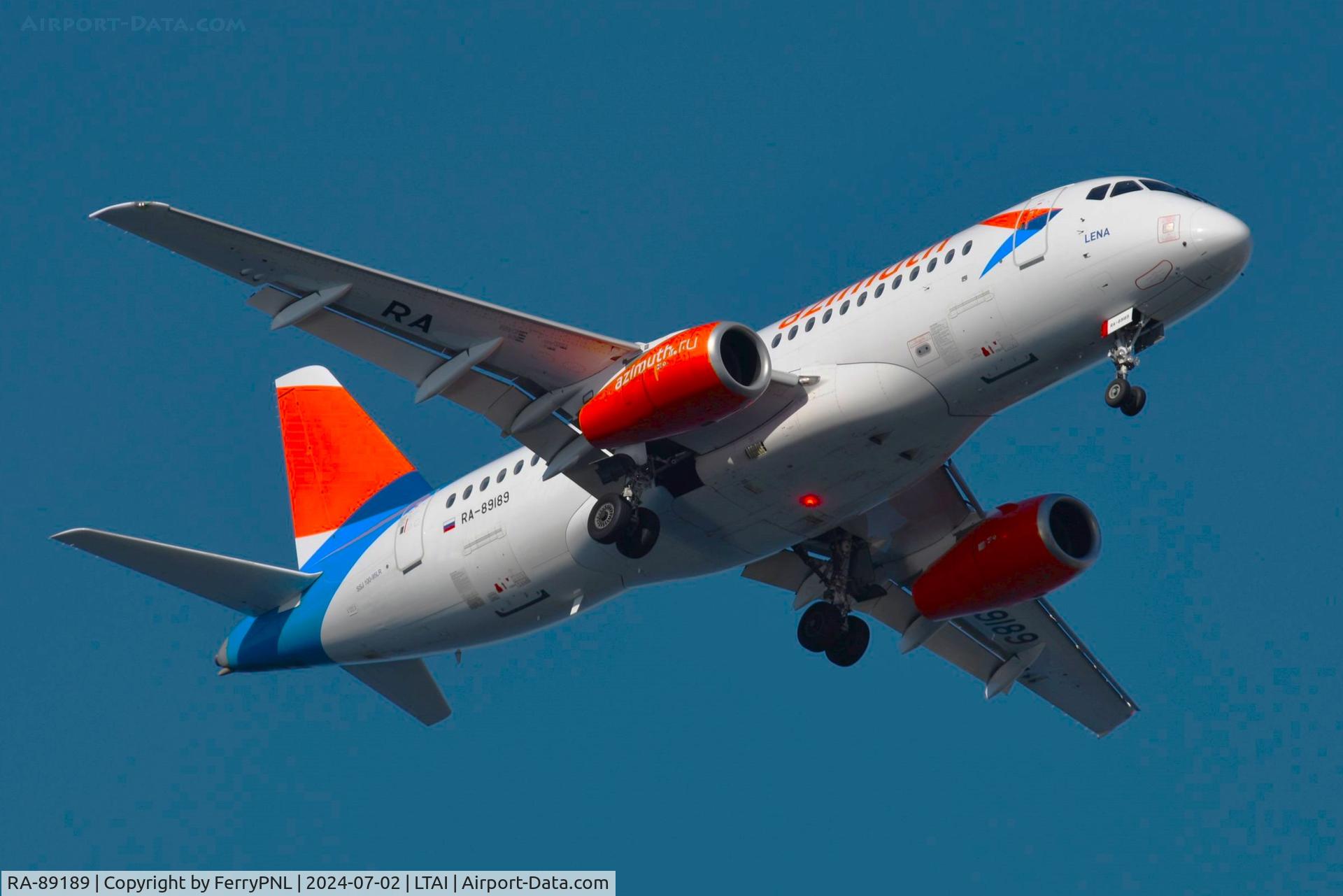 RA-89189, 2022 Sukhoi Superjet 100-95LR C/N 95225, Azimuth SU100 landing in AYT