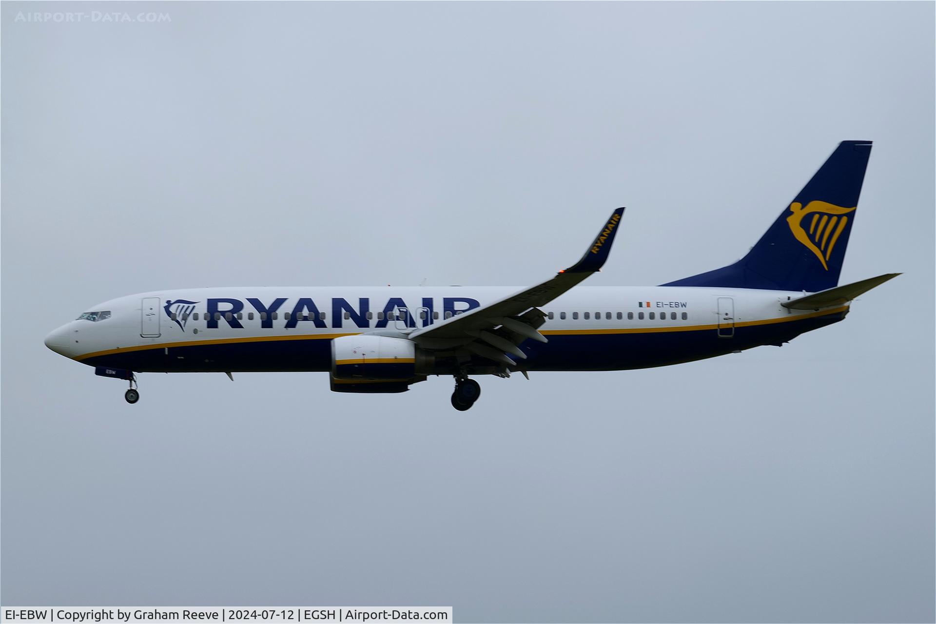 EI-EBW, 2009 Boeing 737-8AS C/N 35010, Landing at Norwich.