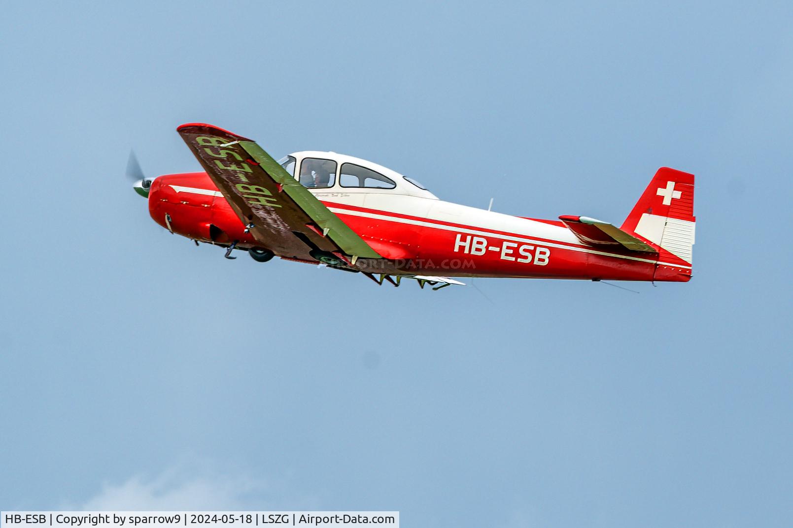HB-ESB, 1946 North American Navion A C/N NAV-4-331, I got it again. Still flying after 36 years. Departing Grenchen.