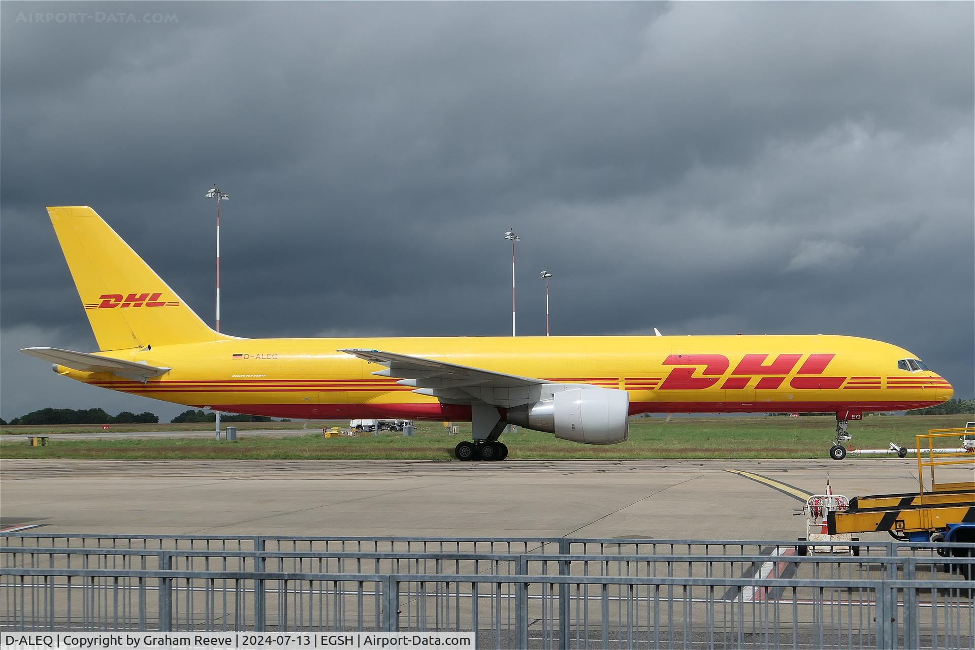 D-ALEQ, 1995 Boeing 757-2Q8/PCF C/N 26332, Under tow at Norwich.