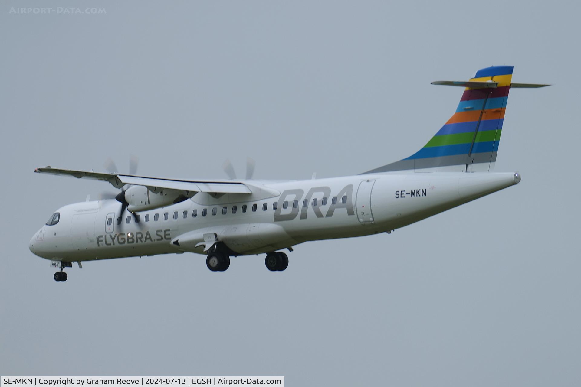 SE-MKN, 2020 ATR 72-600 C/N 1578, Landing at Norwich.