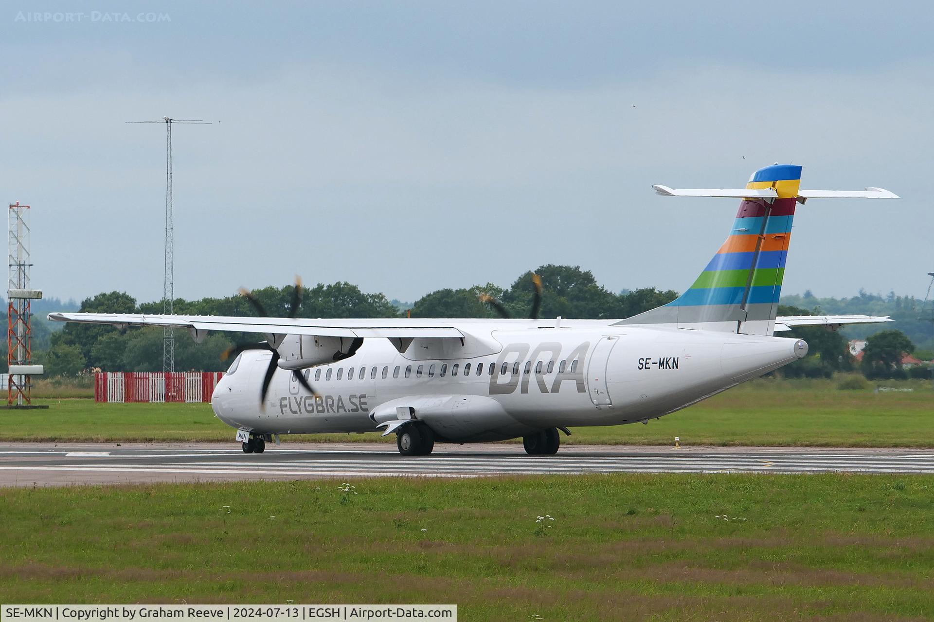 SE-MKN, 2020 ATR 72-600 C/N 1578, Departing from Norwich.
