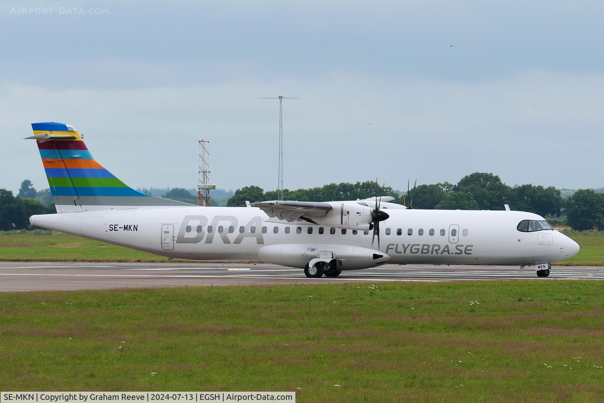 SE-MKN, 2020 ATR 72-600 C/N 1578, Departing from Norwich.