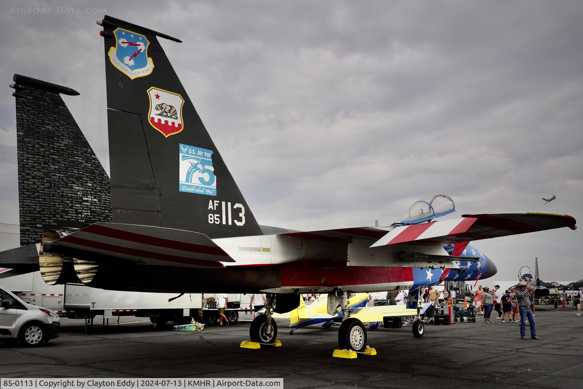 85-0113, 1985 McDonnell Douglas F-15C Eagle C/N 0968/C355, Capital airshow Mather airport in California 2024.