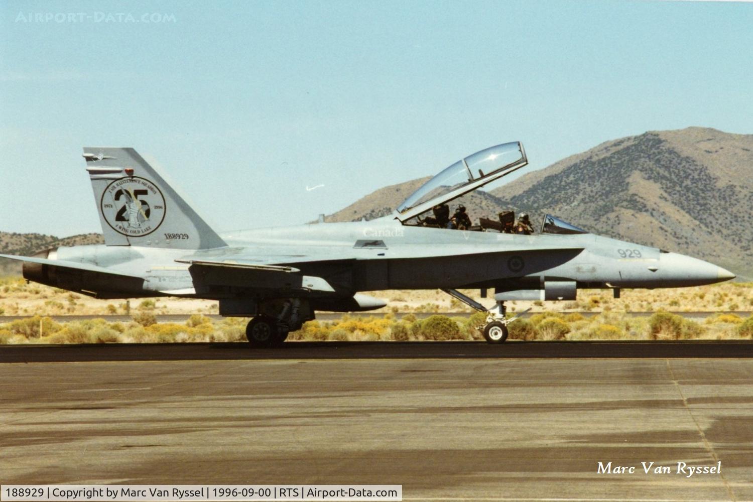188929, 1988 McDonnell Douglas CF-188B Hornet C/N 693/B100, 188929 at Reno Stead in Sept 1996.