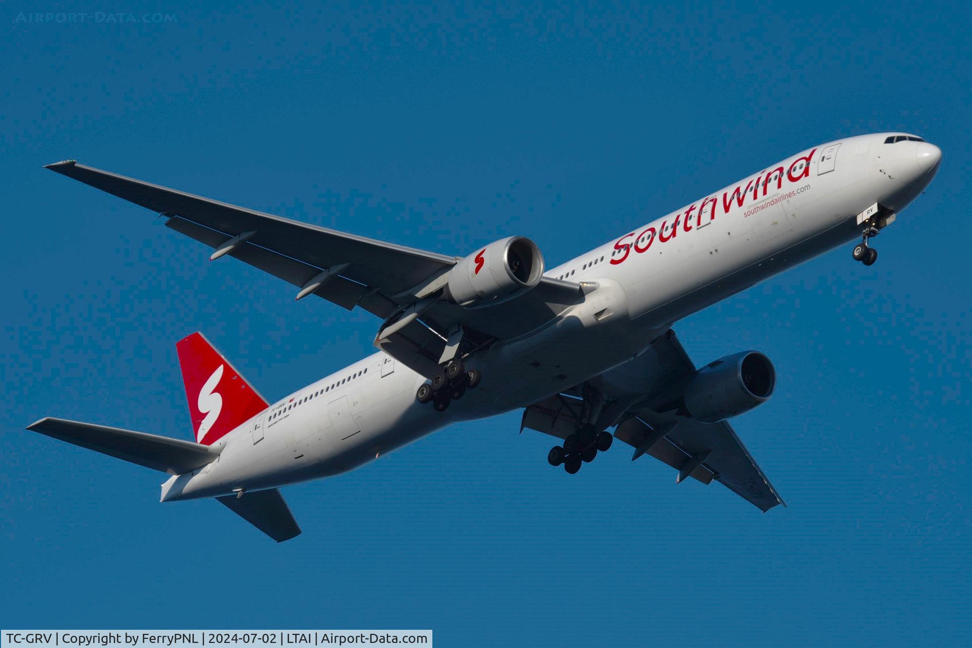 TC-GRV, 2005 Boeing 777-312 C/N 33374, Southwind B773 landing after a flight from Moscow