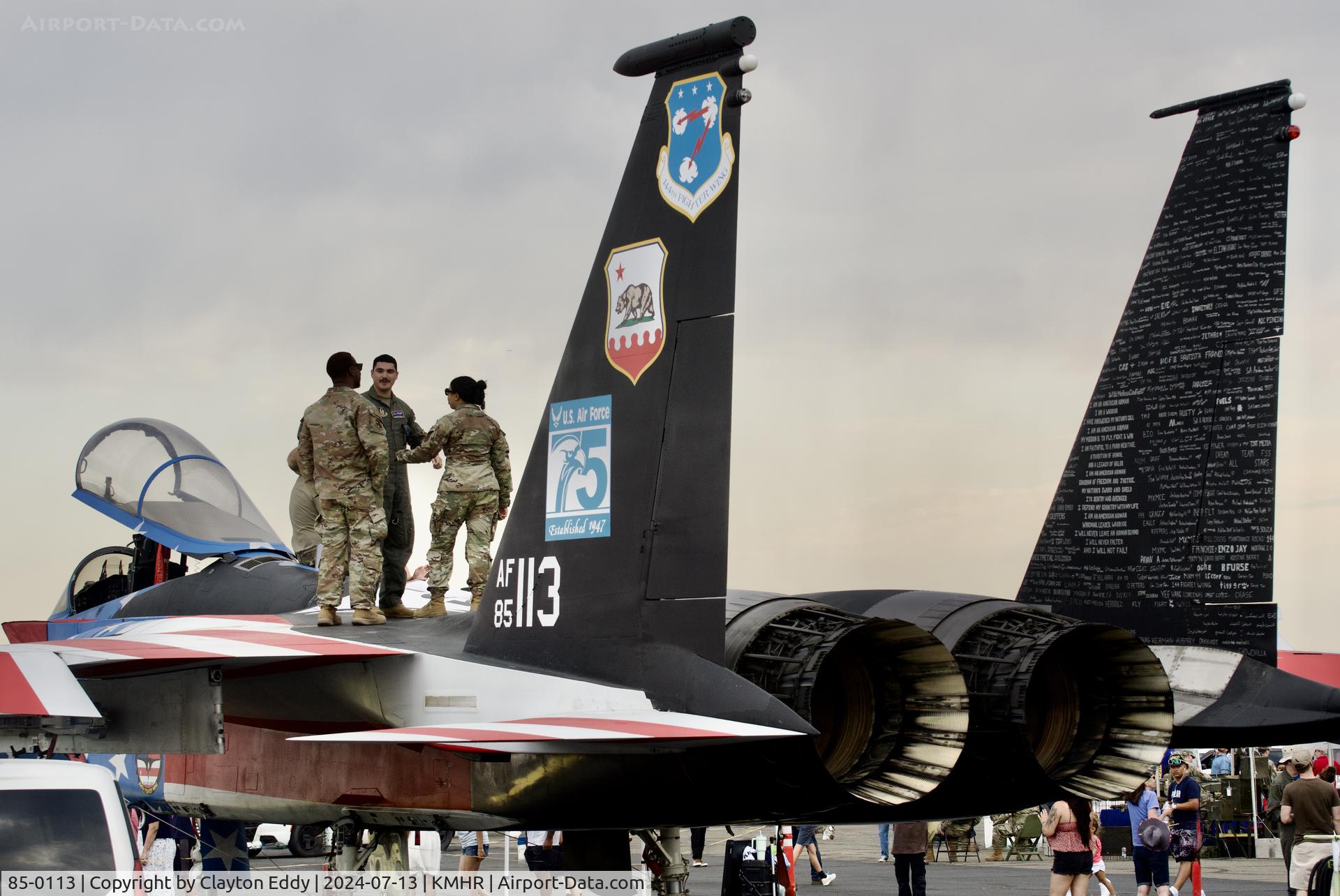 85-0113, 1985 McDonnell Douglas F-15C Eagle C/N 0968/C355, Capital airshow Mather airport in California 2024.