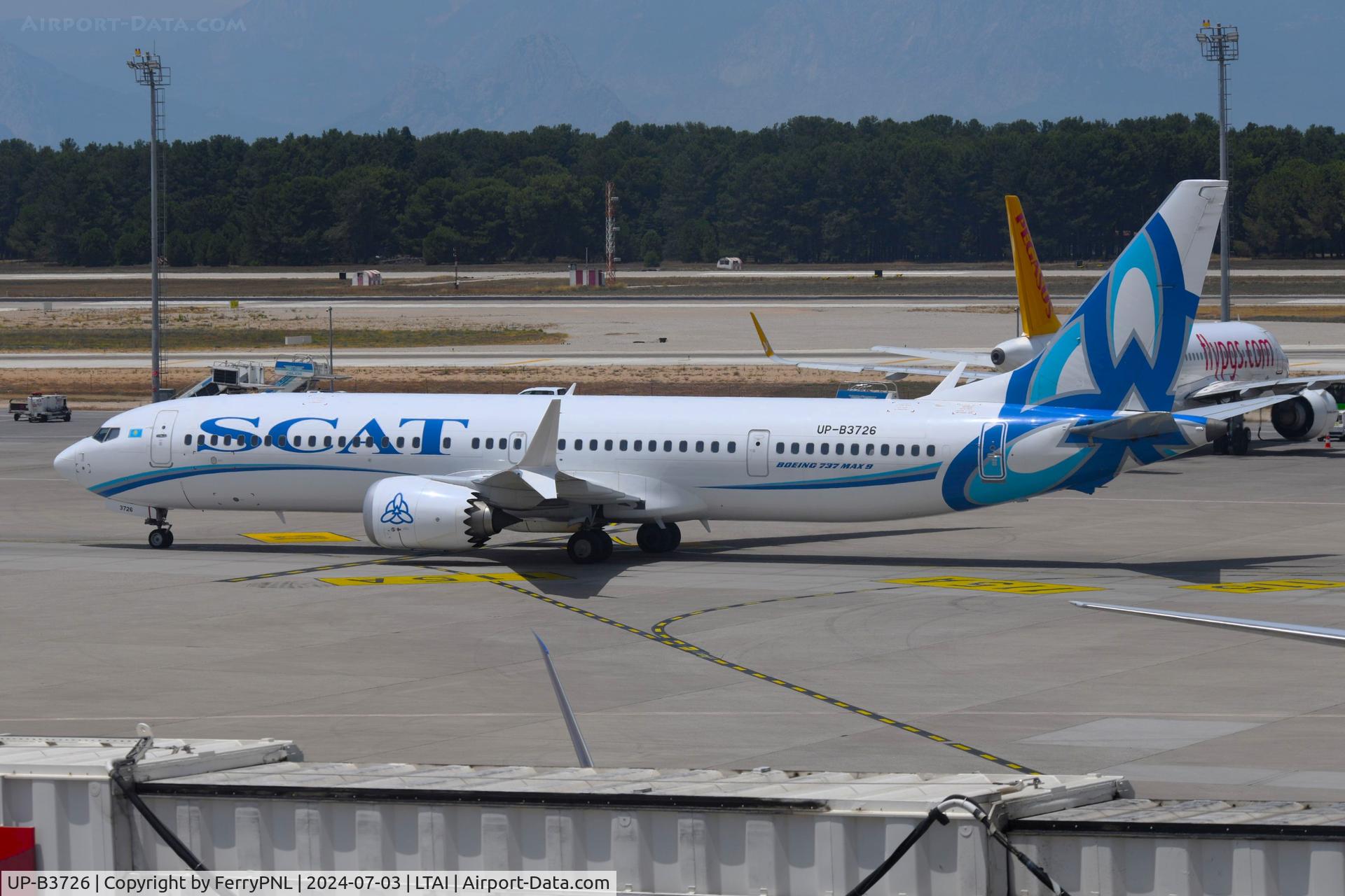 UP-B3726, 2021 Boeing 737-9 MAX C/N 60389, SCAT B739M taxying to its gate after arrival