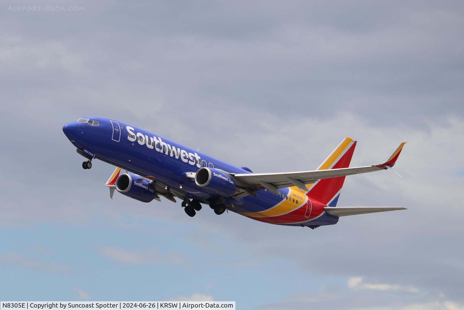 N8305E, 2012 Boeing 737-8H4 C/N 36683, Southwest Flight 1521 departs Runway 6 at Southwest Florida International Airport enroute to Pittsburgh International Airport