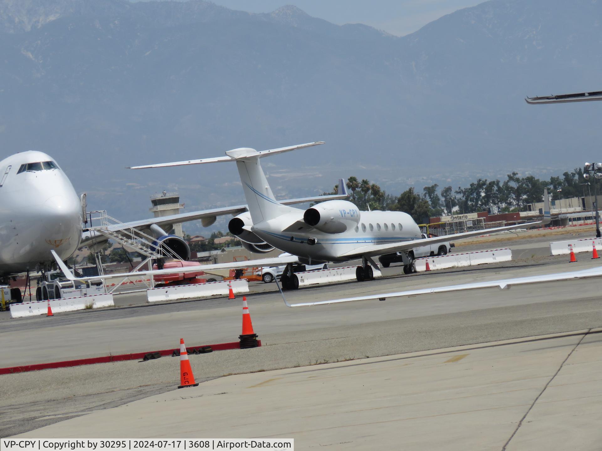 VP-CPY, 2011 Gulfstream GV-SP (550) C/N 5324, Parked