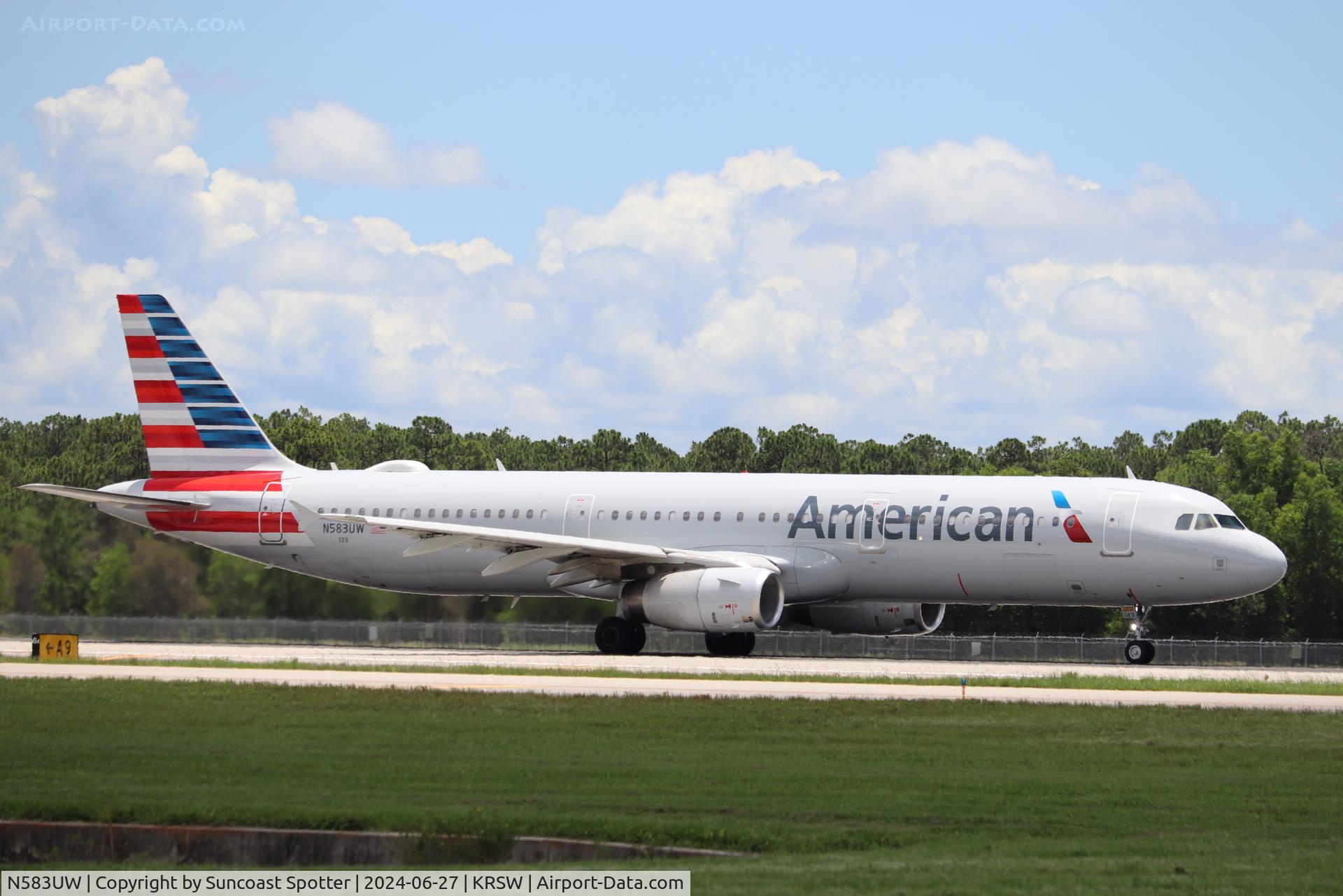 N583UW, 2014 Airbus A321-231 C/N 6181, American Flight 2024 departs Runway 24 at Southwest Florida International Airport enroute to Charlotte-Douglas International Airport