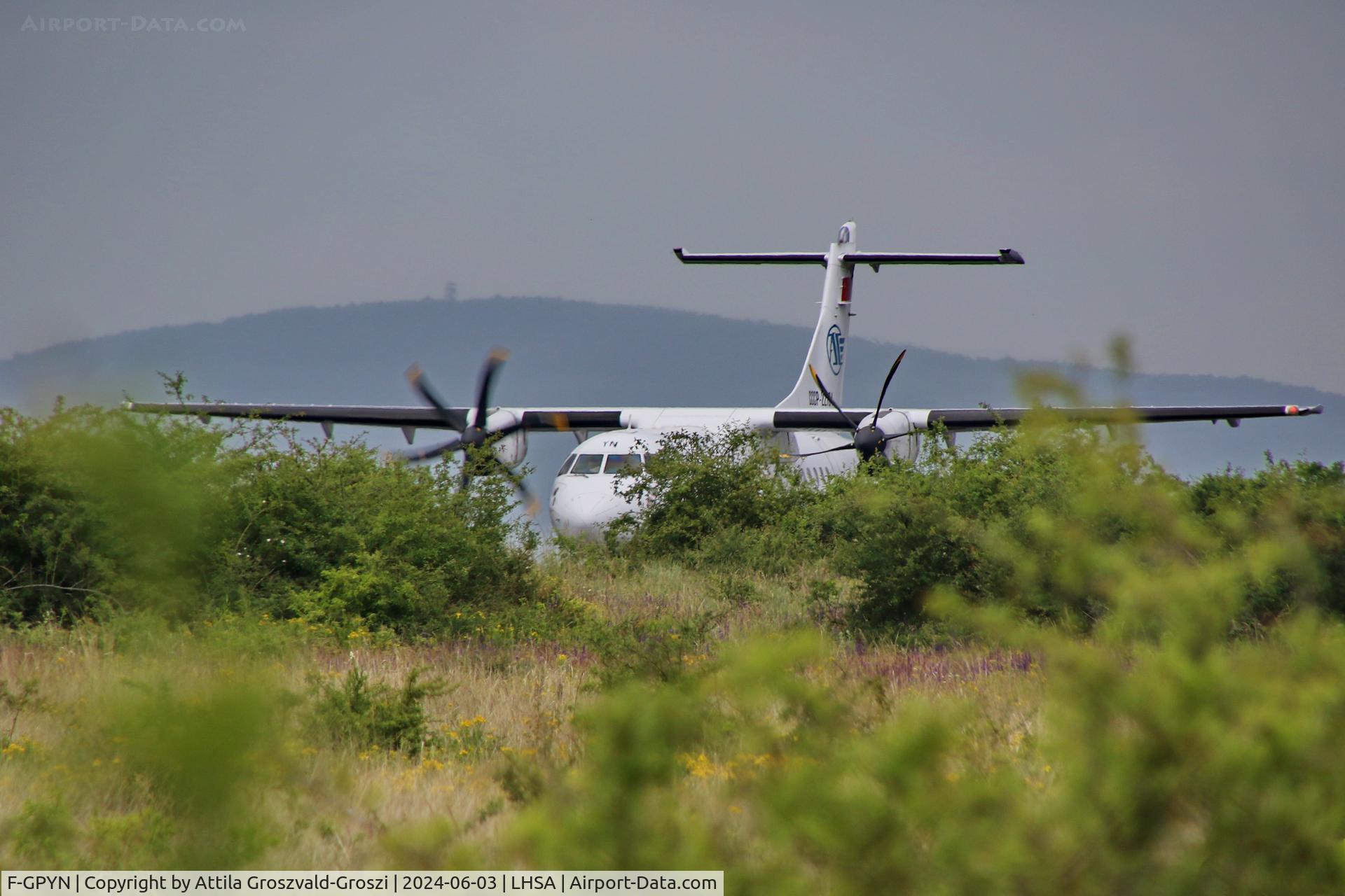 F-GPYN, 1997 ATR 42-500 C/N 539, LHSA - Szentkirályszabadja Airport, Hungary - Filming
it is clearly visible on the vertical control plane that he is playing a Russian plane in the film