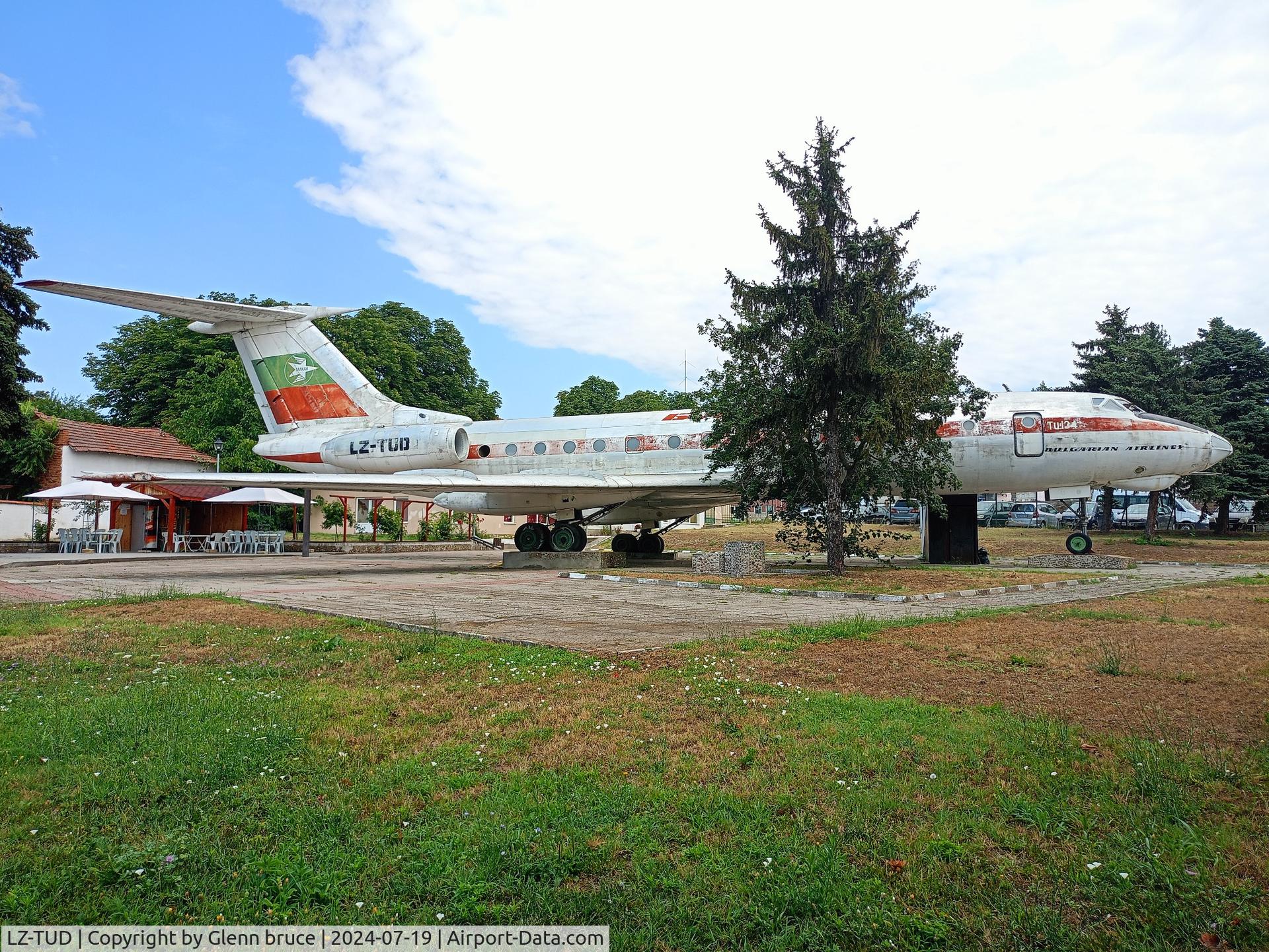 LZ-TUD, 1969 Tupolev Tu-134 C/N 9350808, LZ-Tud - photographed July 2024 - now, standing in a public park in Pordim, Bulgaria as a monument /tourist attraction.