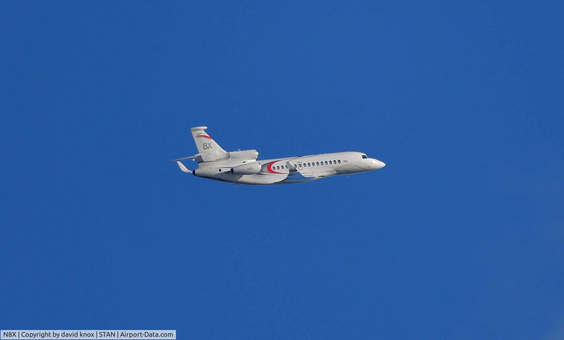 N8X, 2015 Dassault Falcon 8X C/N 403, lovely aircraft leaving stansted on clear evening 20/7/24