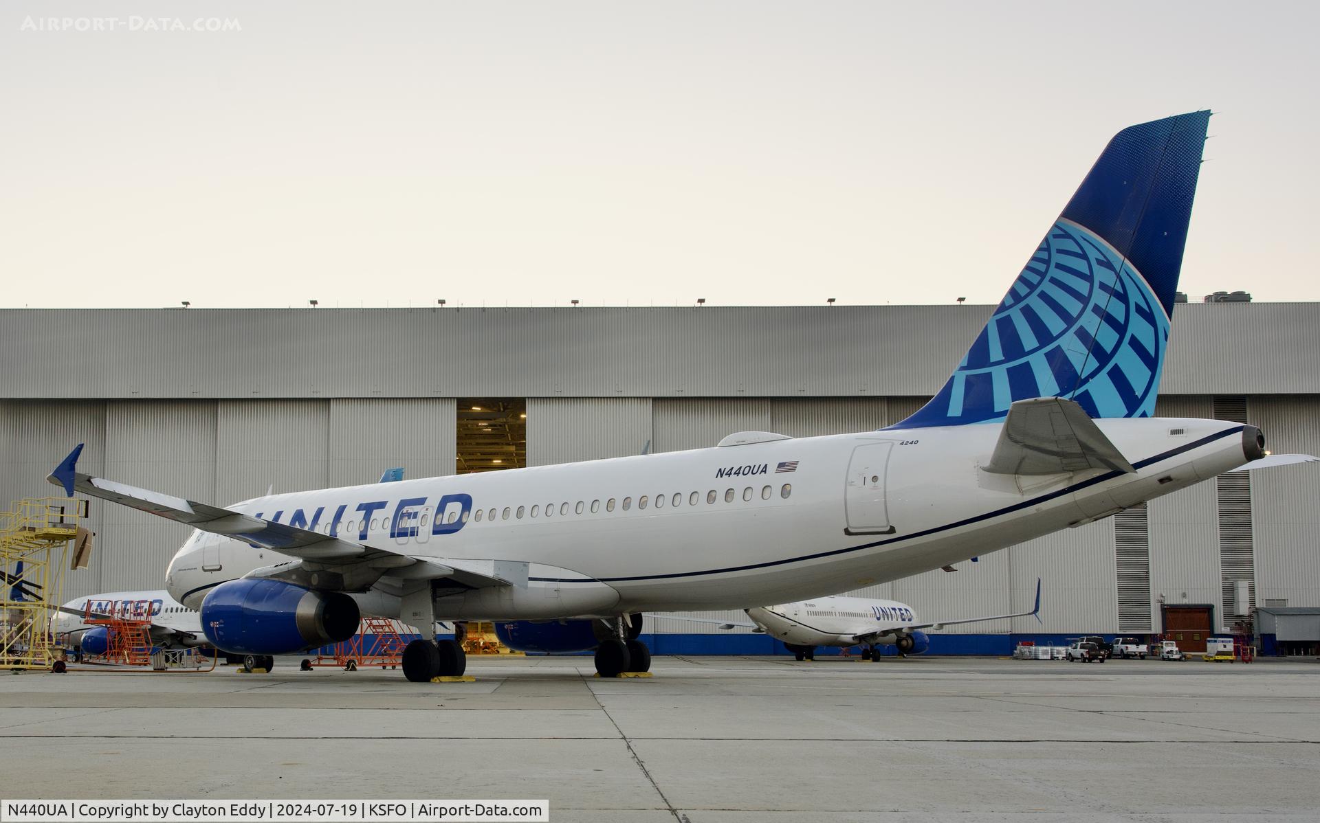 N440UA, 1997 Airbus A320-232 C/N 702, CrowdStrike parking SFO 2024.