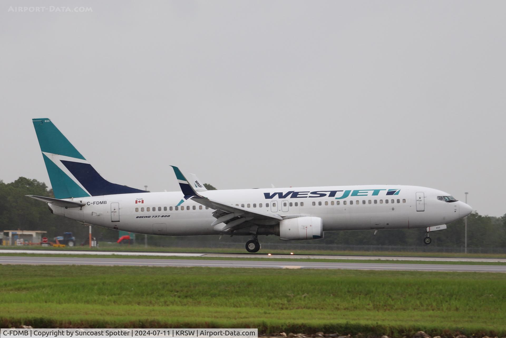 C-FDMB, 2014 Boeing 737-8CT C/N 60127, WestJet Flight 1236 arrives at Southwest Florida International Airport following flight from Toronto-Pearson International Airport