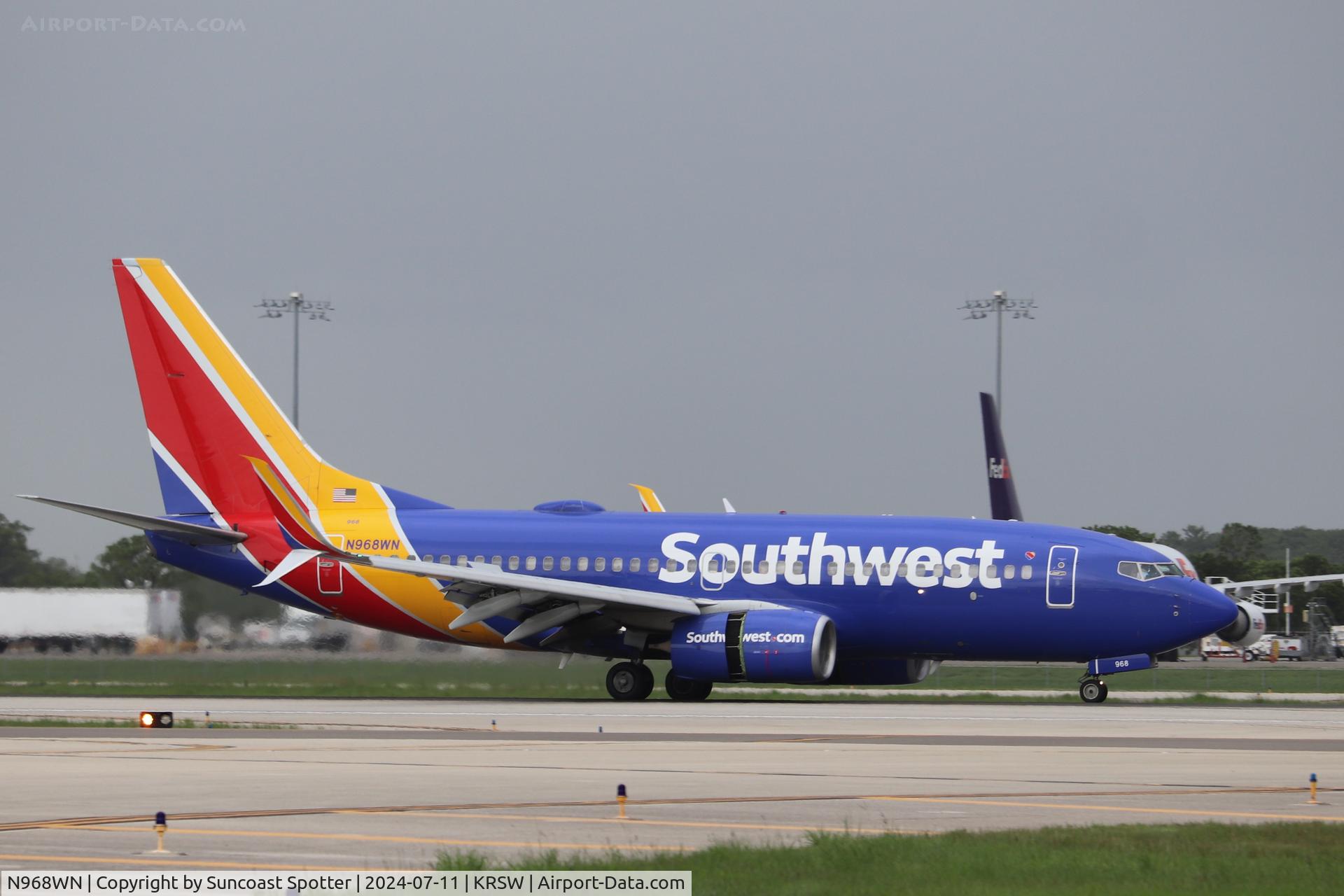 N968WN, 2011 Boeing 737-7H4 C/N 36679, Southwest Flight 319 arrives at Southwest Florida International Airport following flight from Chicago-Midway International Airport