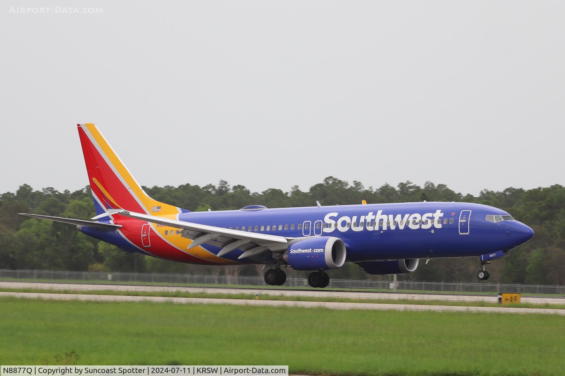 N8877Q, 2023 Boeing 737 Max 8 C/N 67917, Southwest Flight 2972 arrives at Southwest Florida International Airport following flight from Pittsburgh International Airport