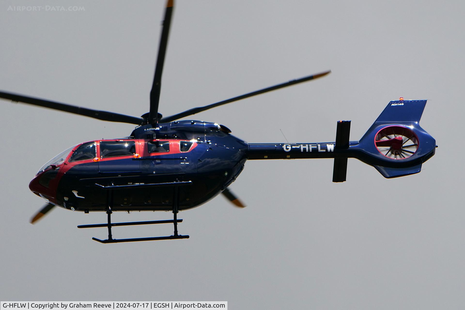 G-HFLW, 2024 Airbus Helicopters MBB-BK 117 D-3 C/N 21263, On approach to Norwich.