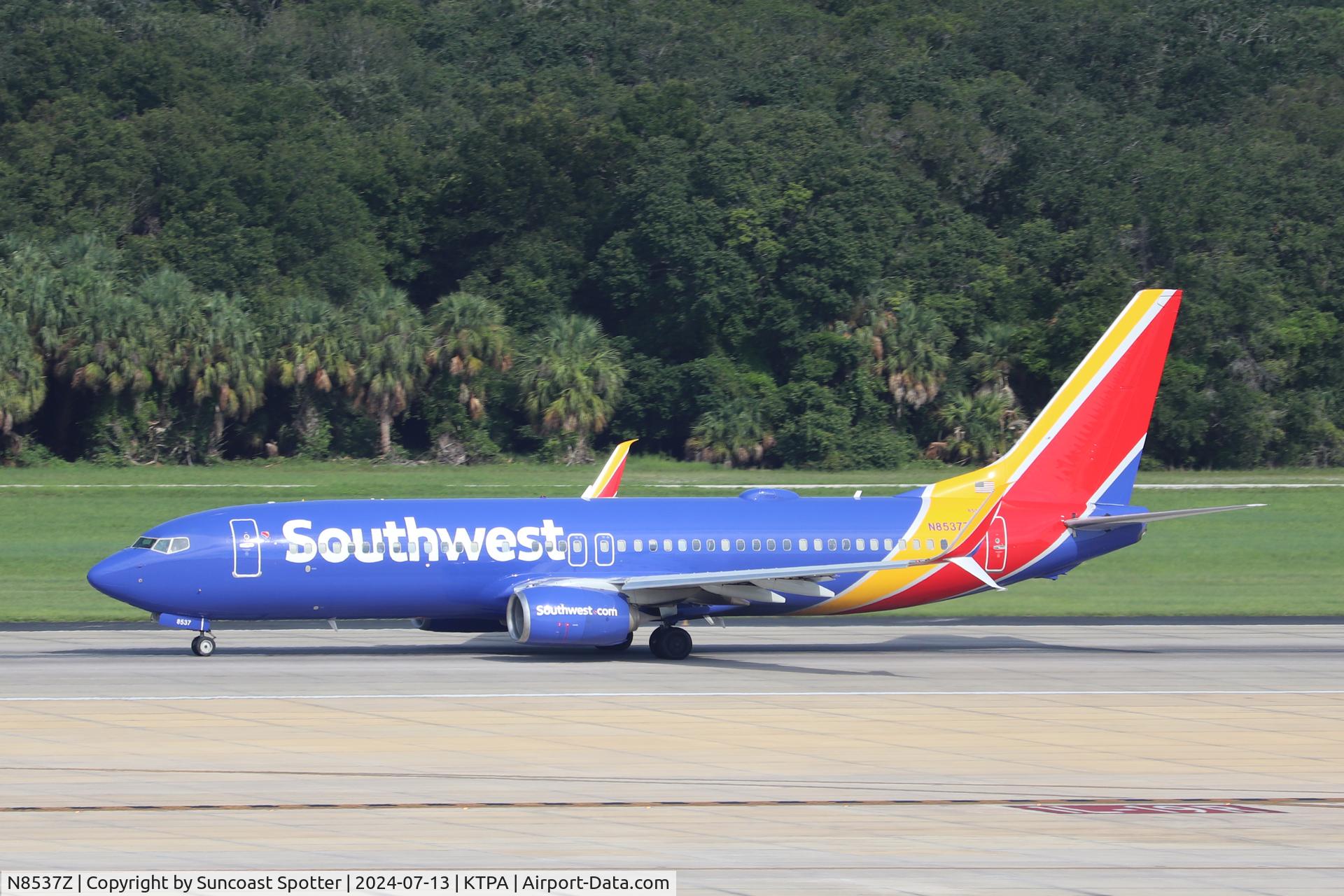 N8537Z, 2017 Boeing 737-8H4 C/N 63595, Southwest Flight 4239 departs Runway 19R at Tampa International Airport enroute to Phoenix-Sky Harbor International Airport