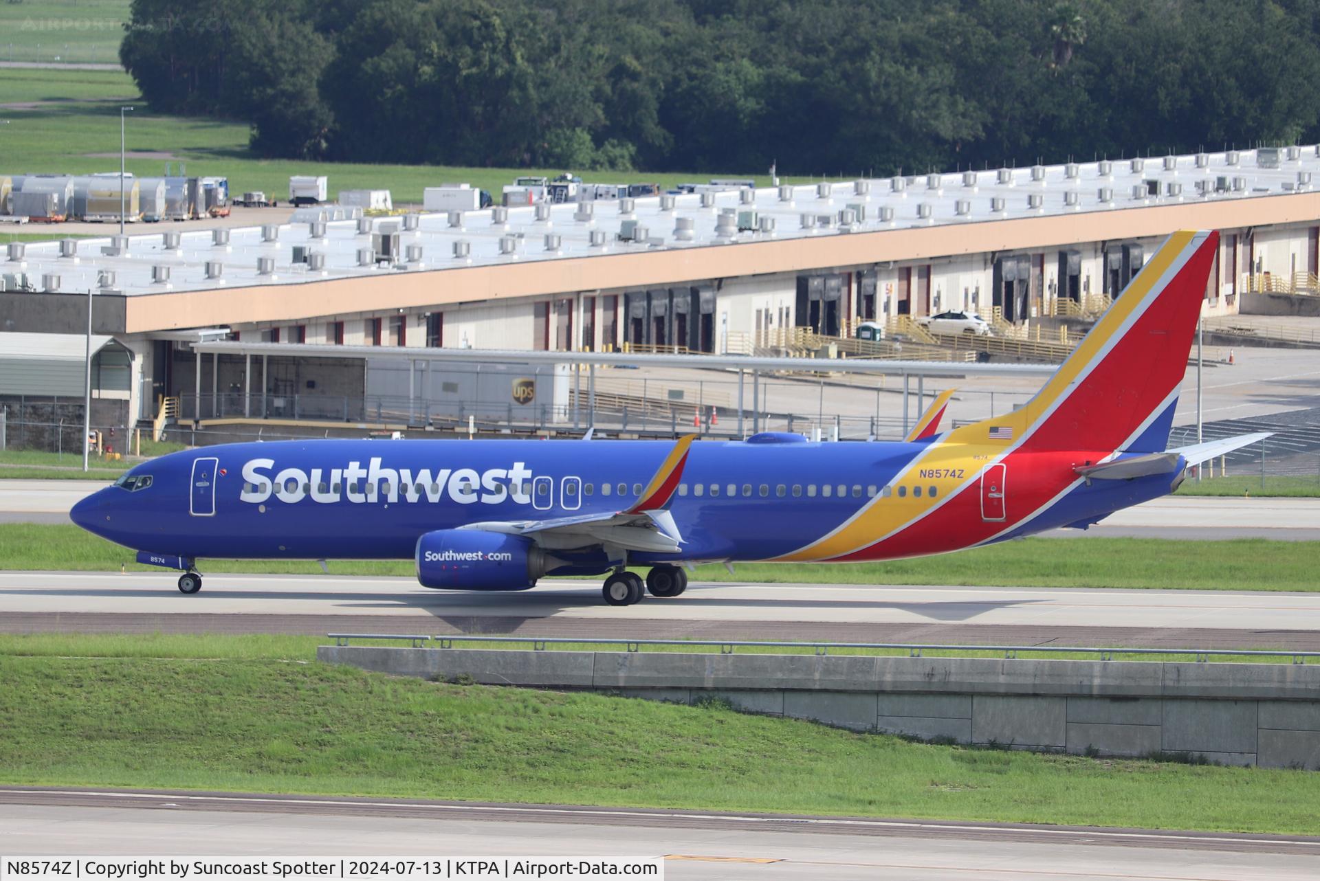 N8574Z, 2018 Boeing 737-8H4 C/N 63588, Southwest Flight 1734 taxis at Tampa International Airport prior to flight  to Nashville International Airport
