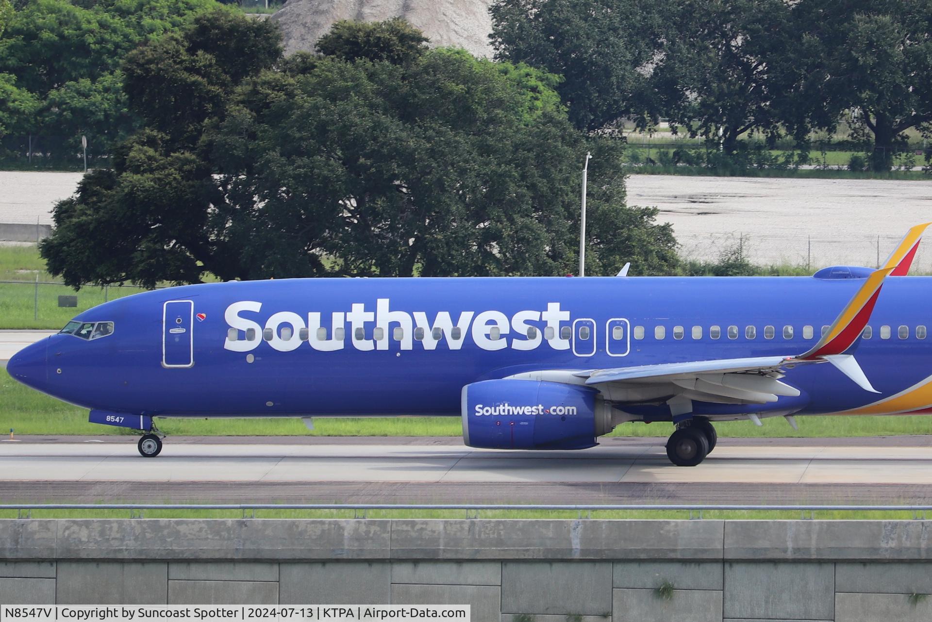 N8547V, 2017 Boeing 737-8H4 C/N 63572, Southwest Flight 4188 taxis at Tampa International Airport prior to flight to  Dallas Love Field