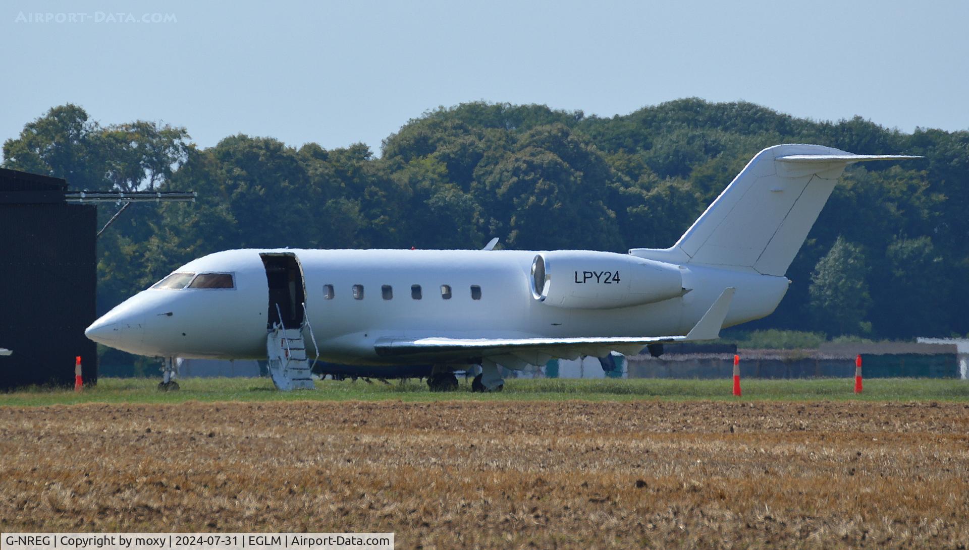 G-NREG, 1982 Canadair Challenger 600S (CL-600-1A11) C/N 1045, Canadair Challenger 600S (CL-600-1A11) of Shoot Aviation under yet another alias. Marked up as registration LPY24. Be interesting to see what film she appears in under these marks.