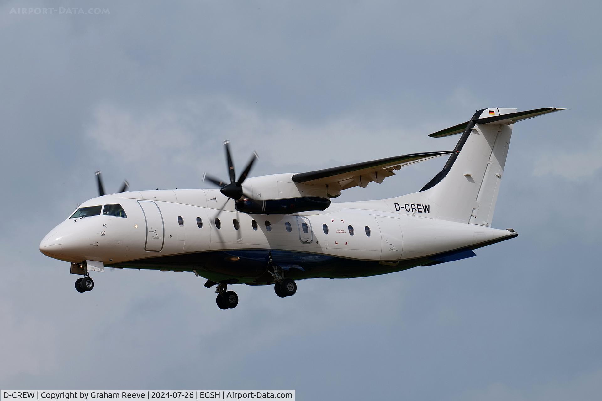 D-CREW, 1999 Dornier 328-110 C/N 3113, Landing at Norwich.